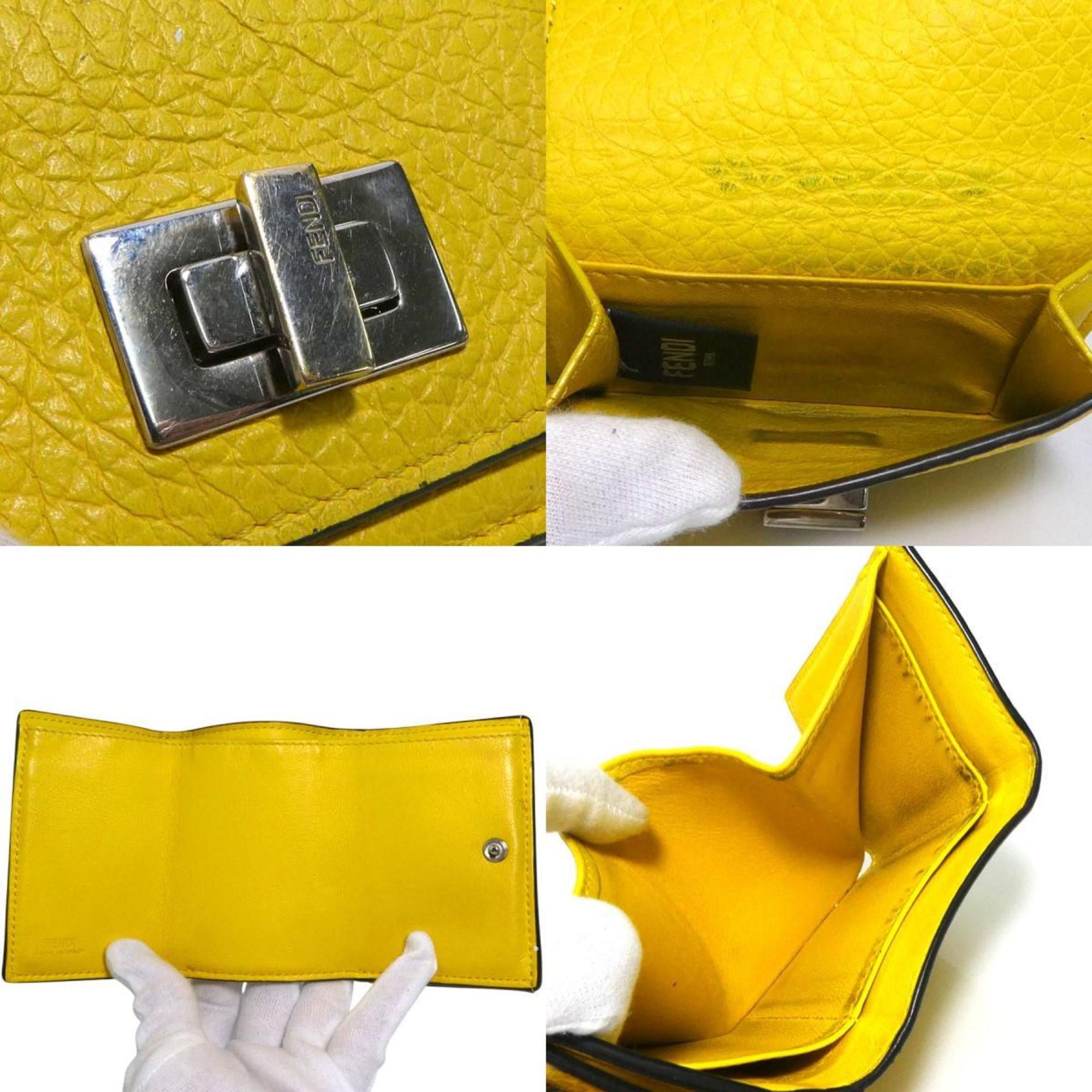 Fendi Fendi Peekaboo Tri-fold Wallet in Yellow Leather, Unisex, 8M0426-A91B (h31852a) Size ONE SIZE - 4 Thumbnail