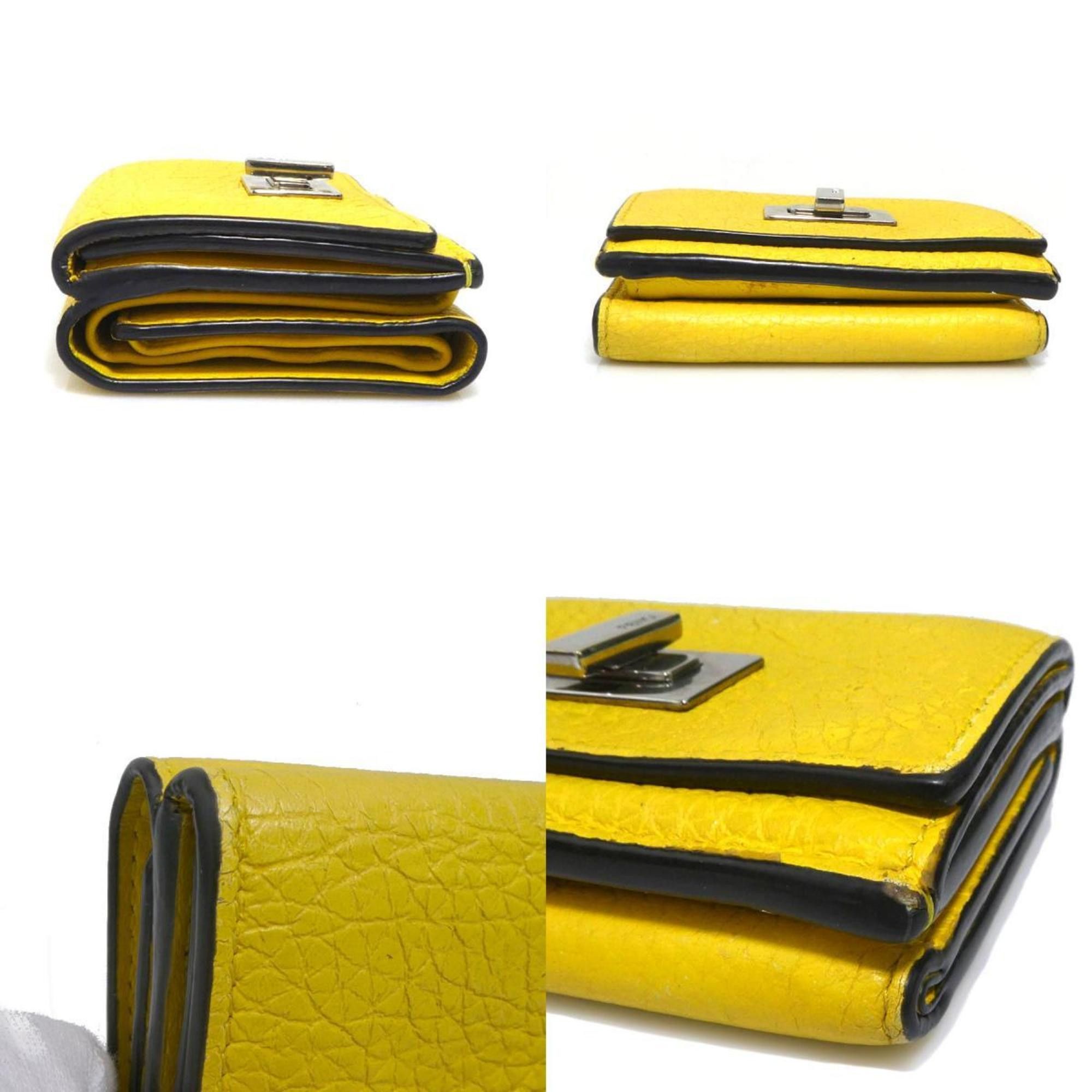 Fendi Fendi Peekaboo Tri-fold Wallet in Yellow Leather, Unisex, 8M0426-A91B (h31852a) Size ONE SIZE - 3 Thumbnail