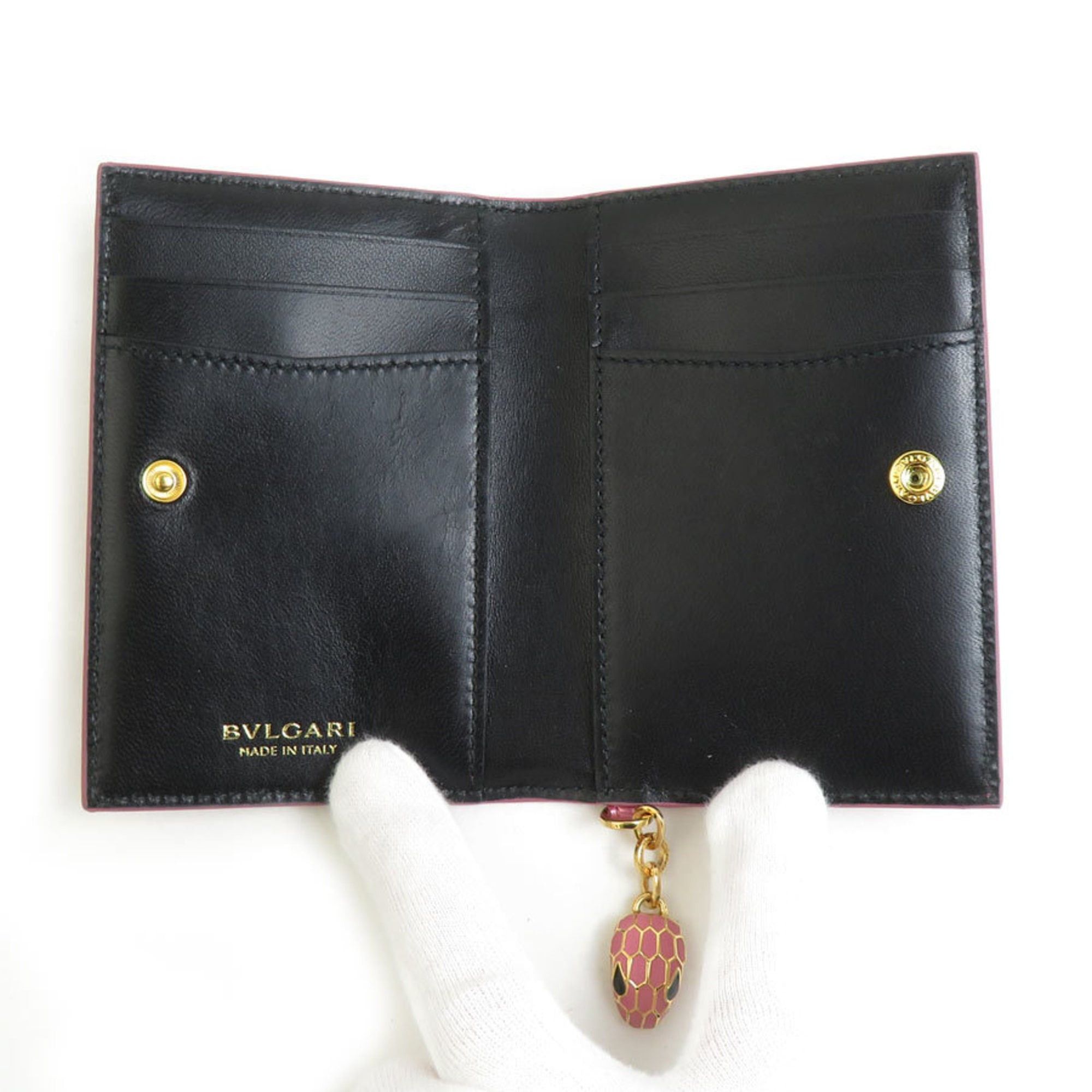 Bvlgari BVLGARI Serpenti Business Card Case in Patent Leather with Metallic Pink and Gold, Women's, e61365i Size ONE SIZE - 3 Thumbnail