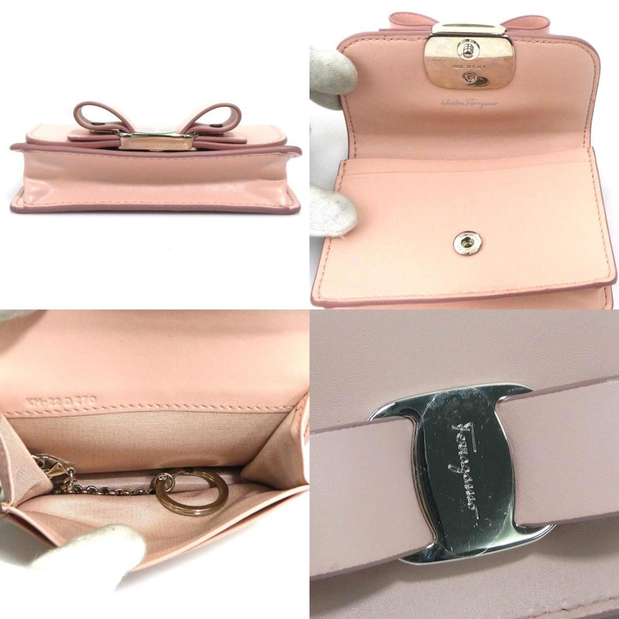 Salvatore Ferragamo Salvatore Ferragamo Vara Ribbon Leather Coin Purse, Pink, Women's, H31901a Size ONE SIZE - 4 Thumbnail