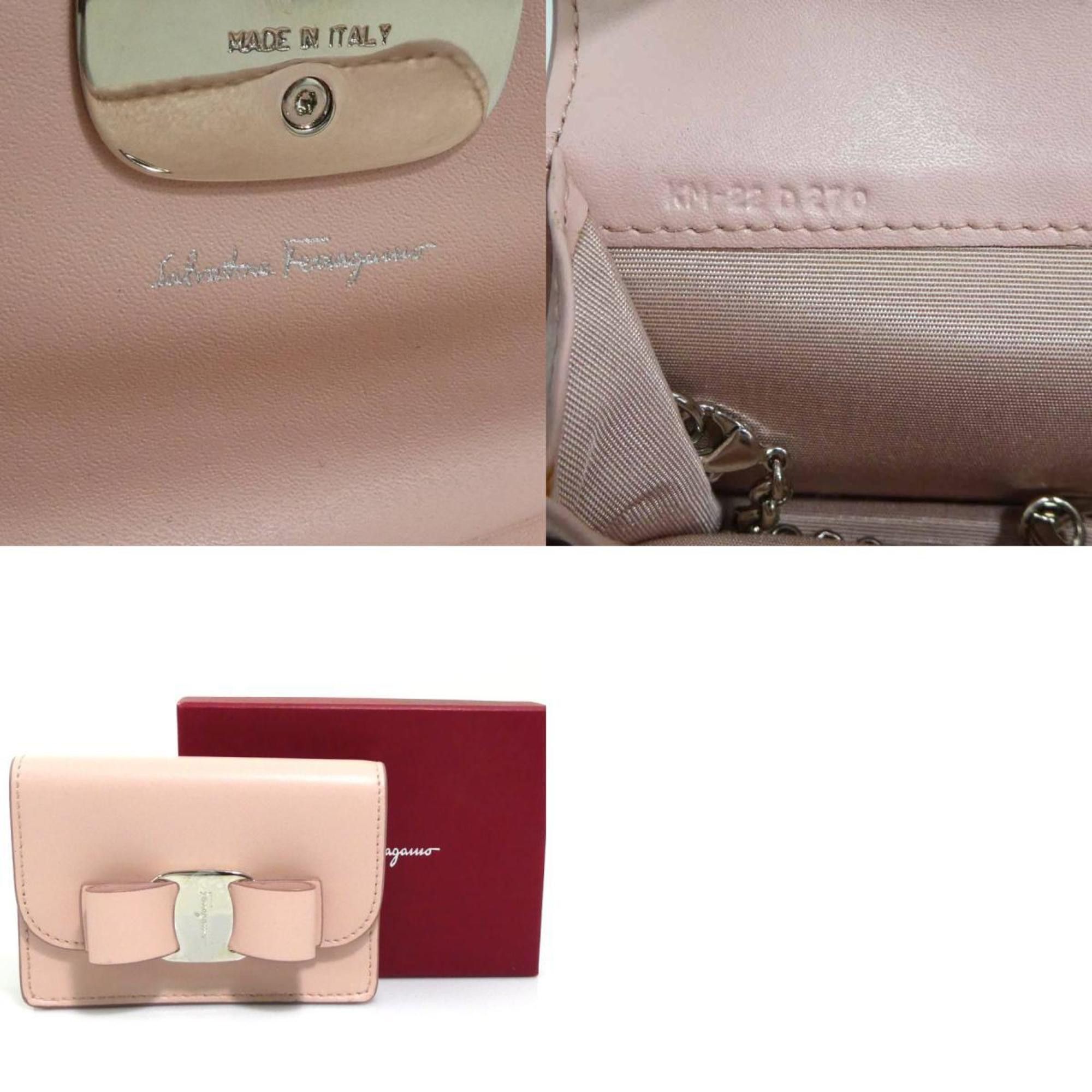 Salvatore Ferragamo Salvatore Ferragamo Vara Ribbon Leather Coin Purse, Pink, Women's, H31901a Size ONE SIZE - 5 Thumbnail