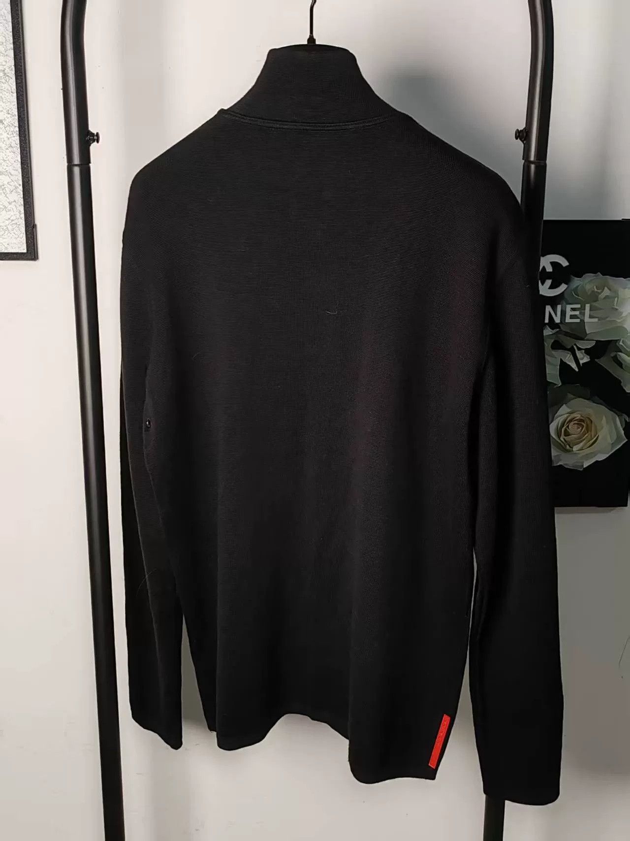 Prada Prada Logo Wool Coat with Stripe Detail Size US M / EU 48-50 / 2 - 2 Thumbnail