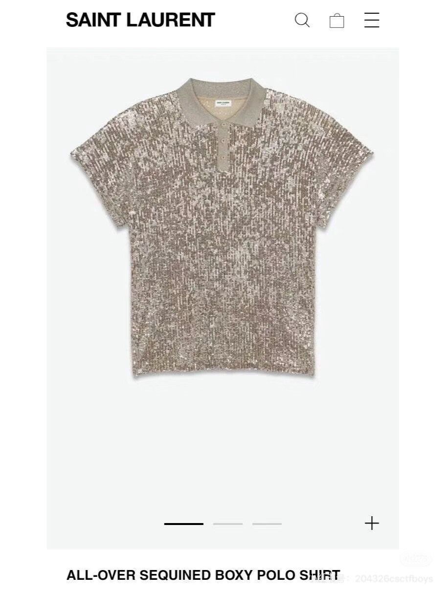Saint Laurent Paris Saint Laurent Champagne Gold Sequin Top Size L / US 10 / IT 46 - 5 Thumbnail