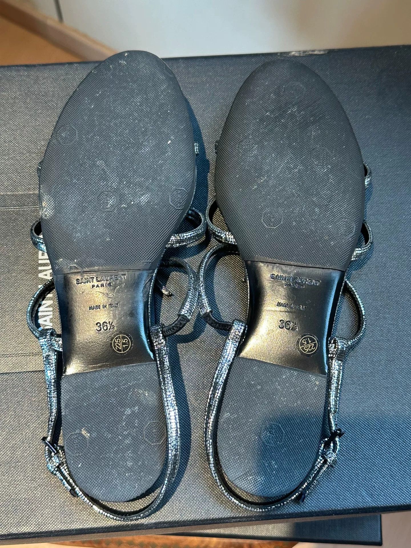 Yves Saint Laurent Saint Laurent Silver Logo Sandals Size 36.5 Size US 5.5 / IT 35.5 - 3 Thumbnail