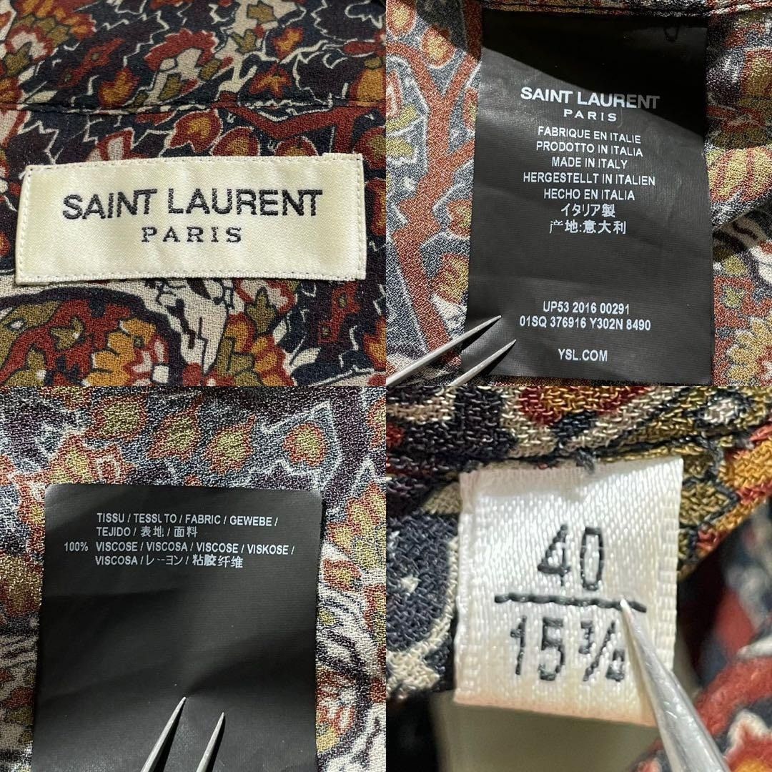 Saint Laurent Paris SAINT LAURENT PARIS Paisley Long Sleeve Shirt Rayon Size L Size US L / EU 52-54 / 3 - 2 Thumbnail