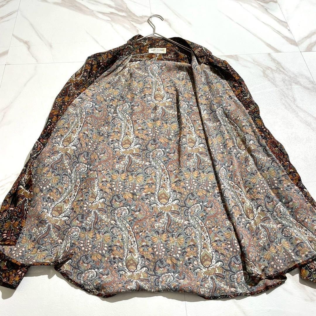 Saint Laurent Paris SAINT LAURENT PARIS Paisley Long Sleeve Shirt Rayon Size L Size US L / EU 52-54 / 3 - 3 Thumbnail