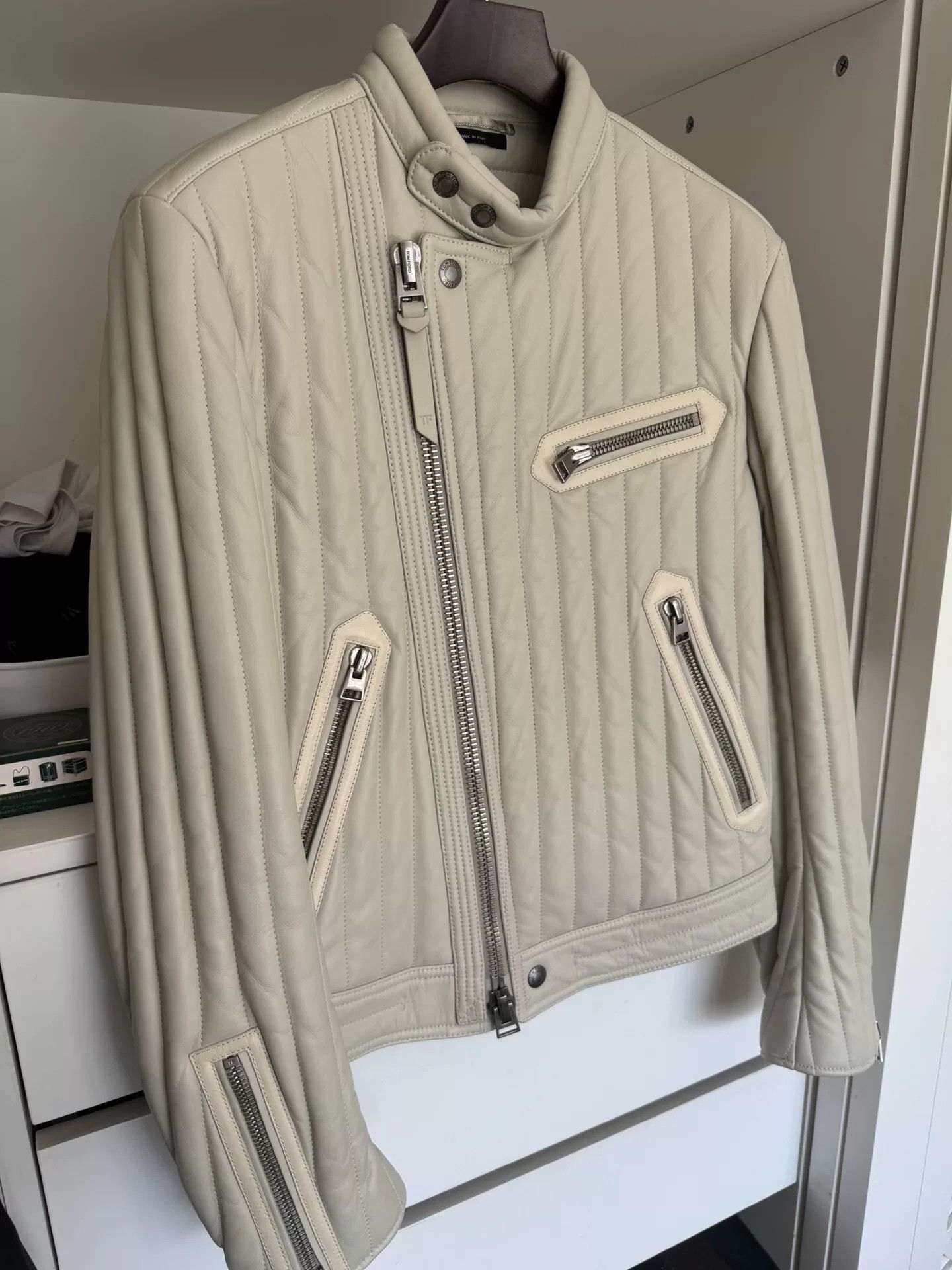 Tom Ford Rare White Leather Quilted Jacket Size US S / EU 44-46 / 1 - 2 Thumbnail