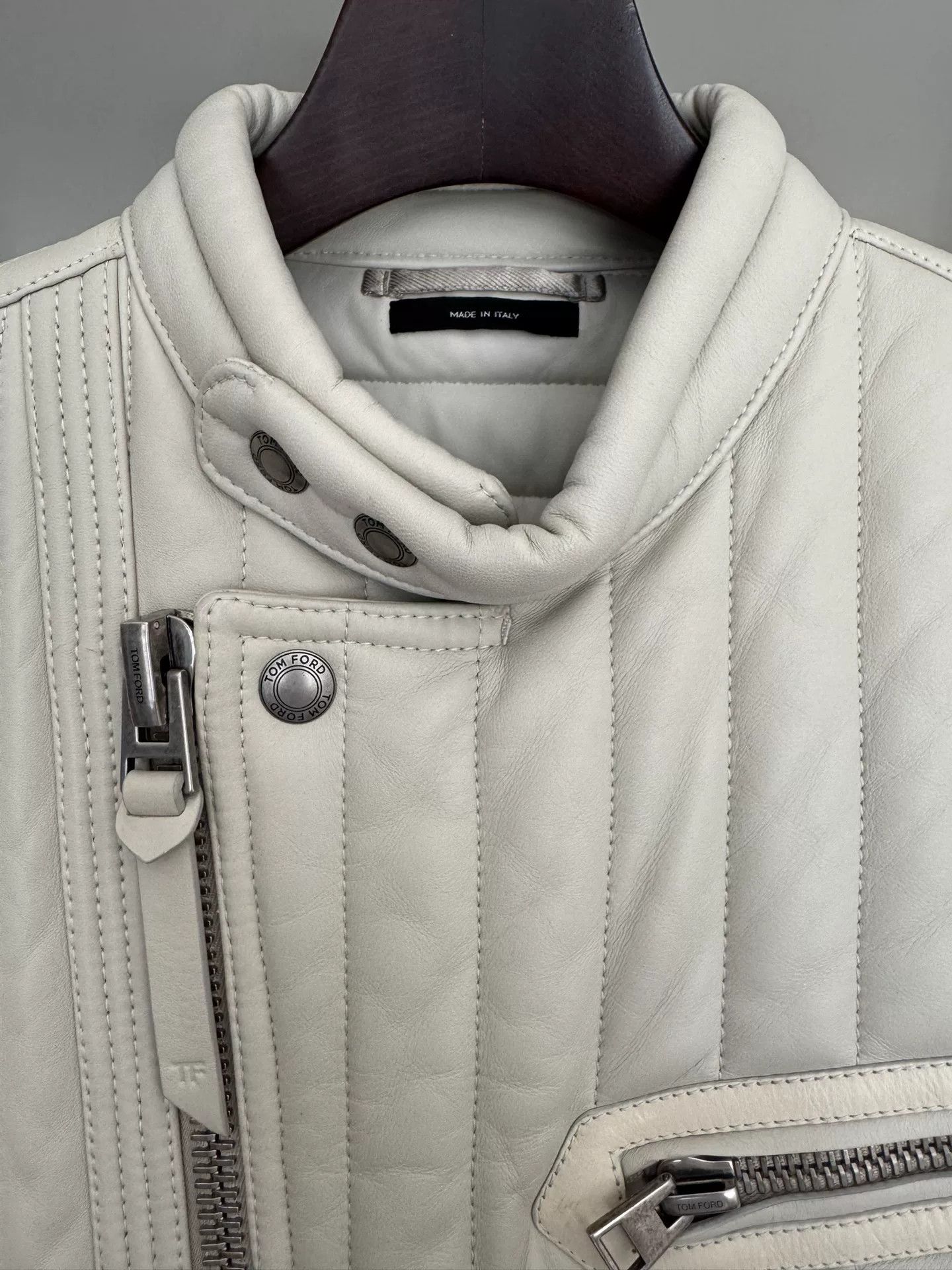 Tom Ford Rare White Leather Quilted Jacket Size US S / EU 44-46 / 1 - 4 Thumbnail