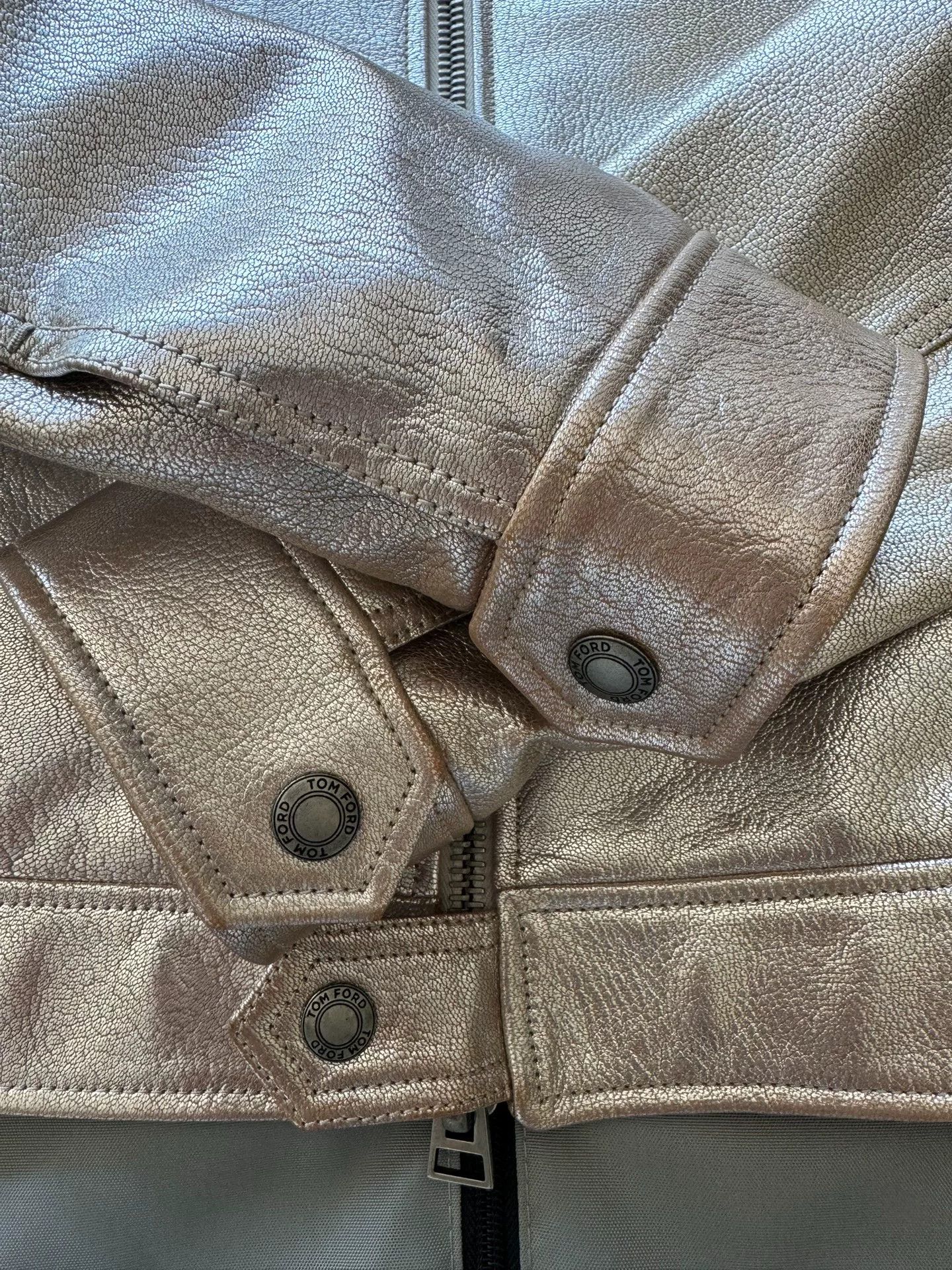 Tom Ford TOM FORD Metallic Leather Biker Jacket Size US S / EU 44-46 / 1 - 4 Thumbnail
