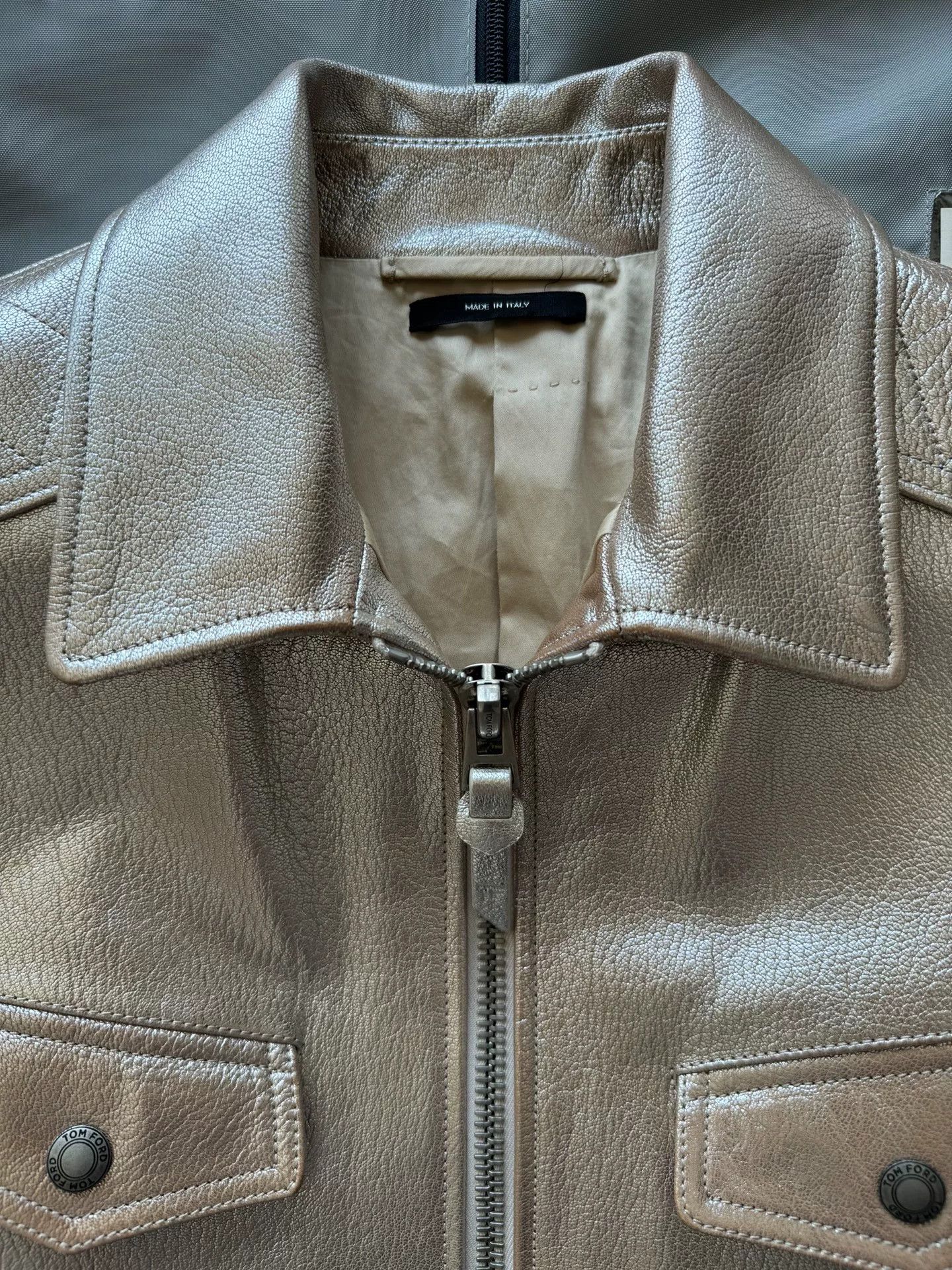 Tom Ford TOM FORD Metallic Leather Biker Jacket Size US S / EU 44-46 / 1 - 2 Thumbnail