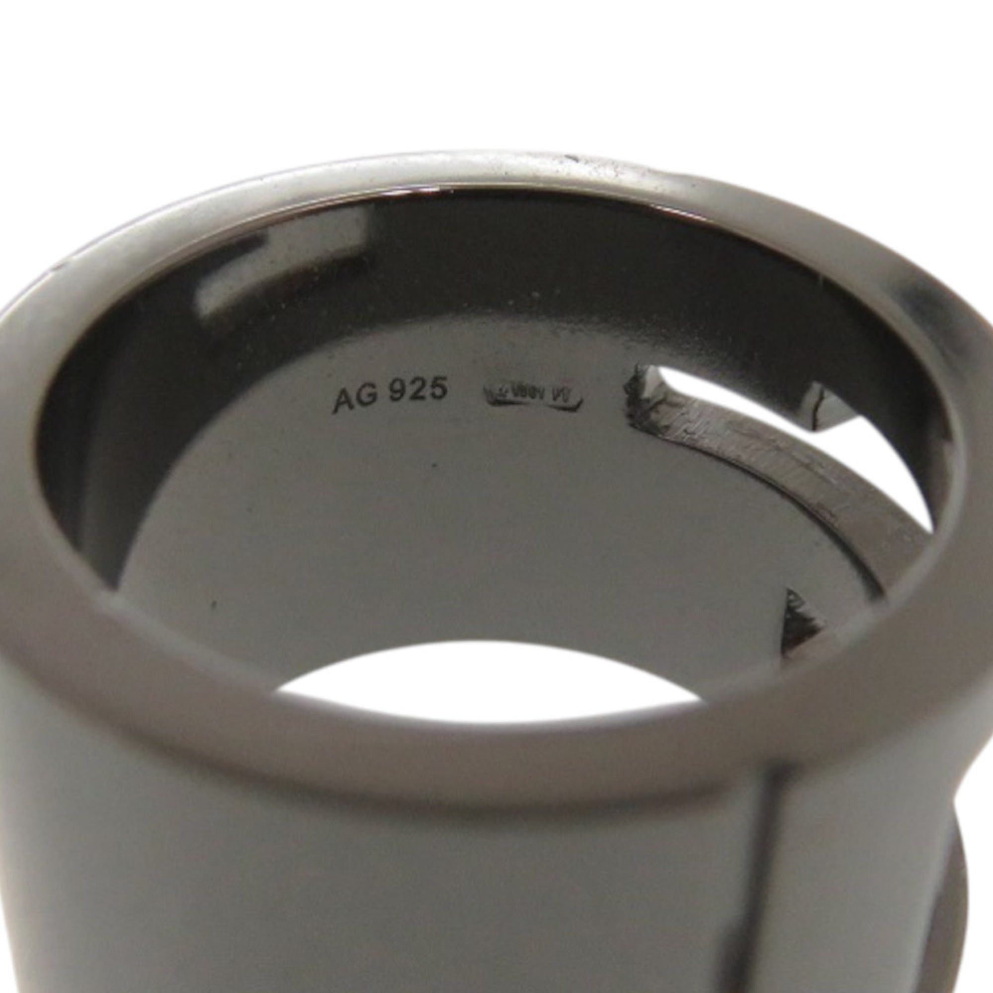 Gucci Like new Gucci Branded G Logo Cutout Silver 925 Gunmetal Ring 0740 Size ONE SIZE - 6 Thumbnail