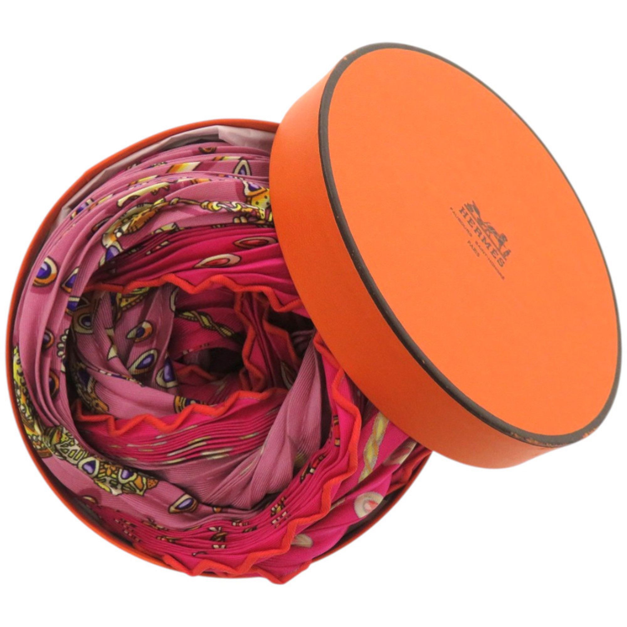 Hermes Hermes Excellent condition Hermès Rosange Pleated Carré Silk Pink Scarf Muffler 0296 Size ONE SIZE - 2 Thumbnail