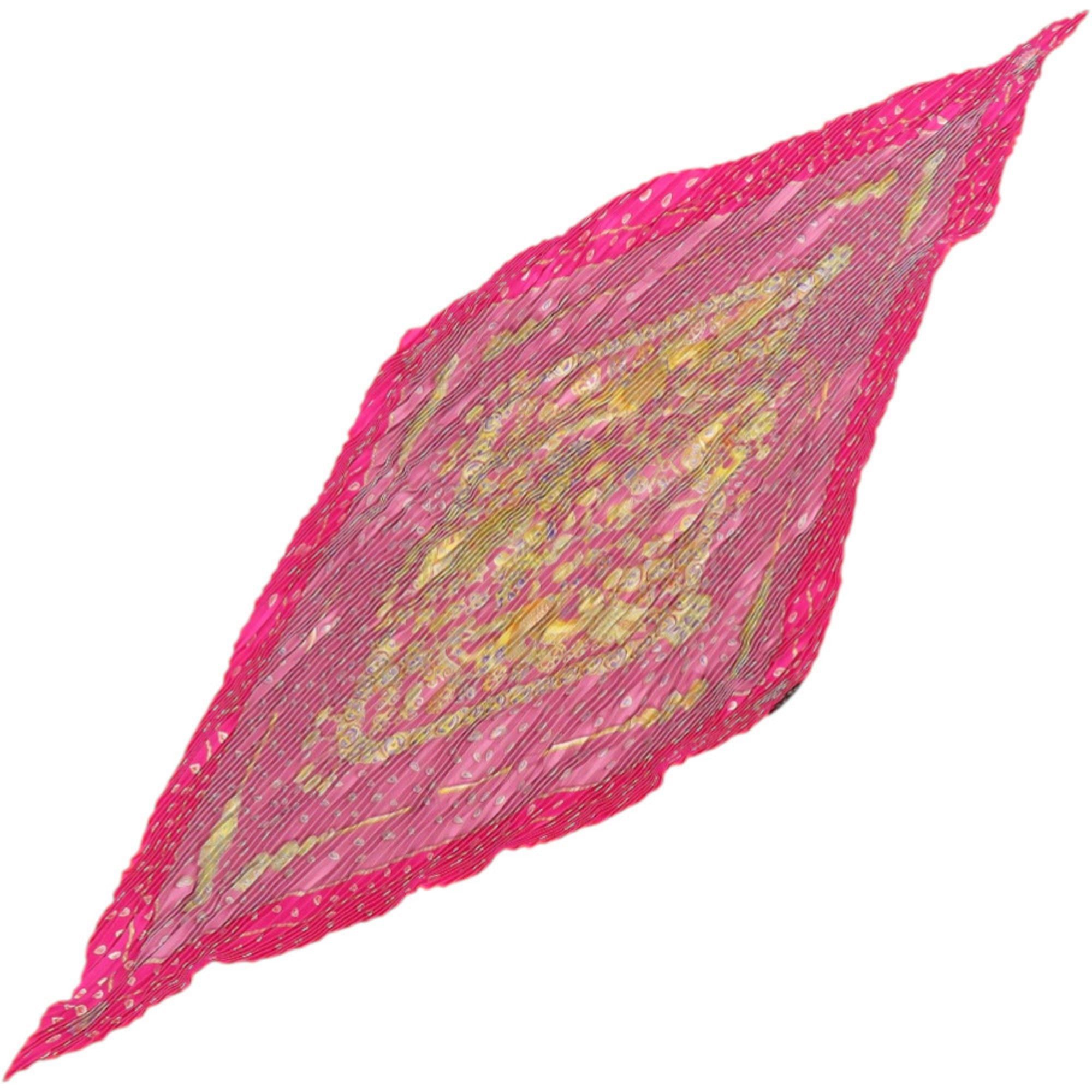 Hermes Hermes Excellent condition Hermès Rosange Pleated Carré Silk Pink Scarf Muffler 0296 Size ONE SIZE - 3 Thumbnail