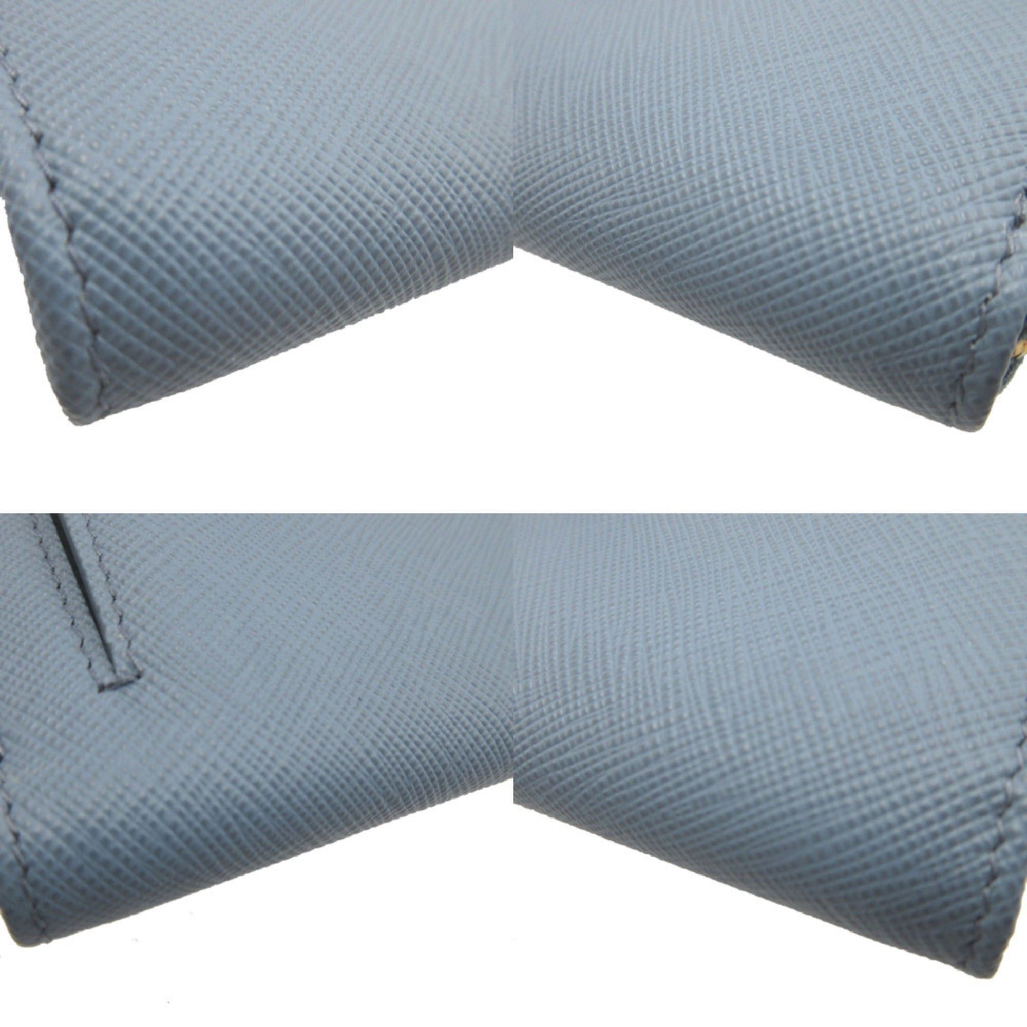 Prada 8A0581 Prada 1PP122 Saffiano Triangle Leather Plate Blue Accessory Key Case Business Card 0581 Size ONE SIZE - 6 Thumbnail