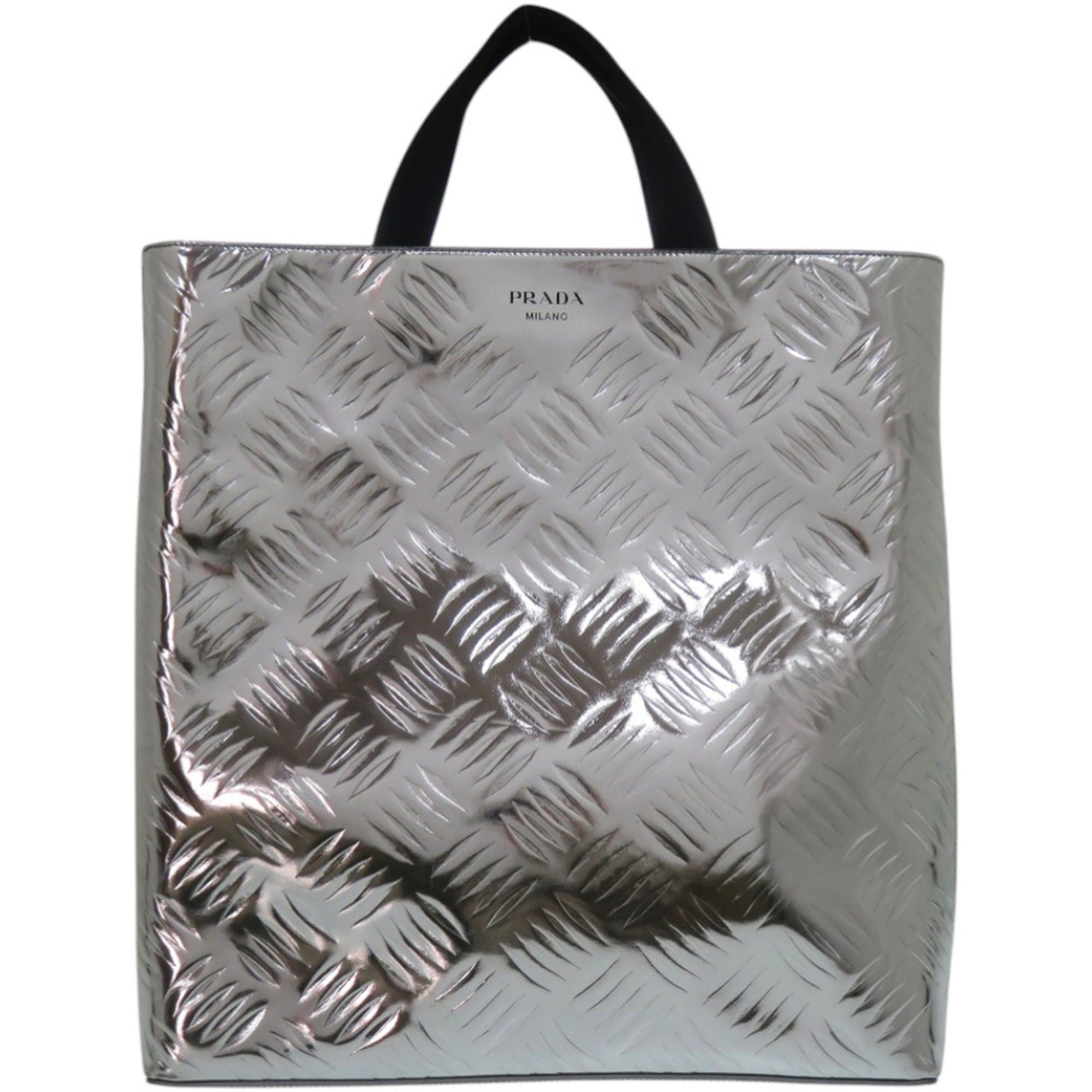 Excellent condition Prada brushed leather silver tote bag 1550