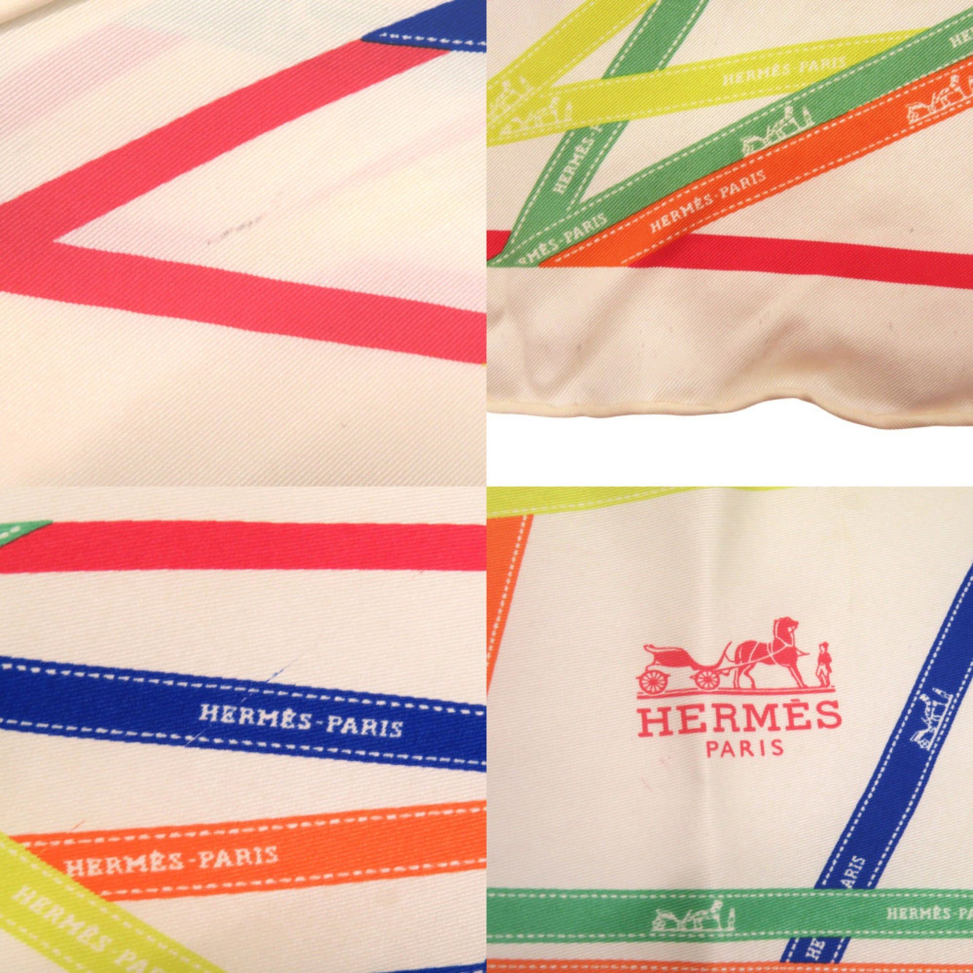 Hermes Hermes Excellent condition Hermès Carré Triangle Pointu Vintage Bolduc White Vert Blue Scarf Muffler 0276 Size ONE SIZE - 5 Thumbnail