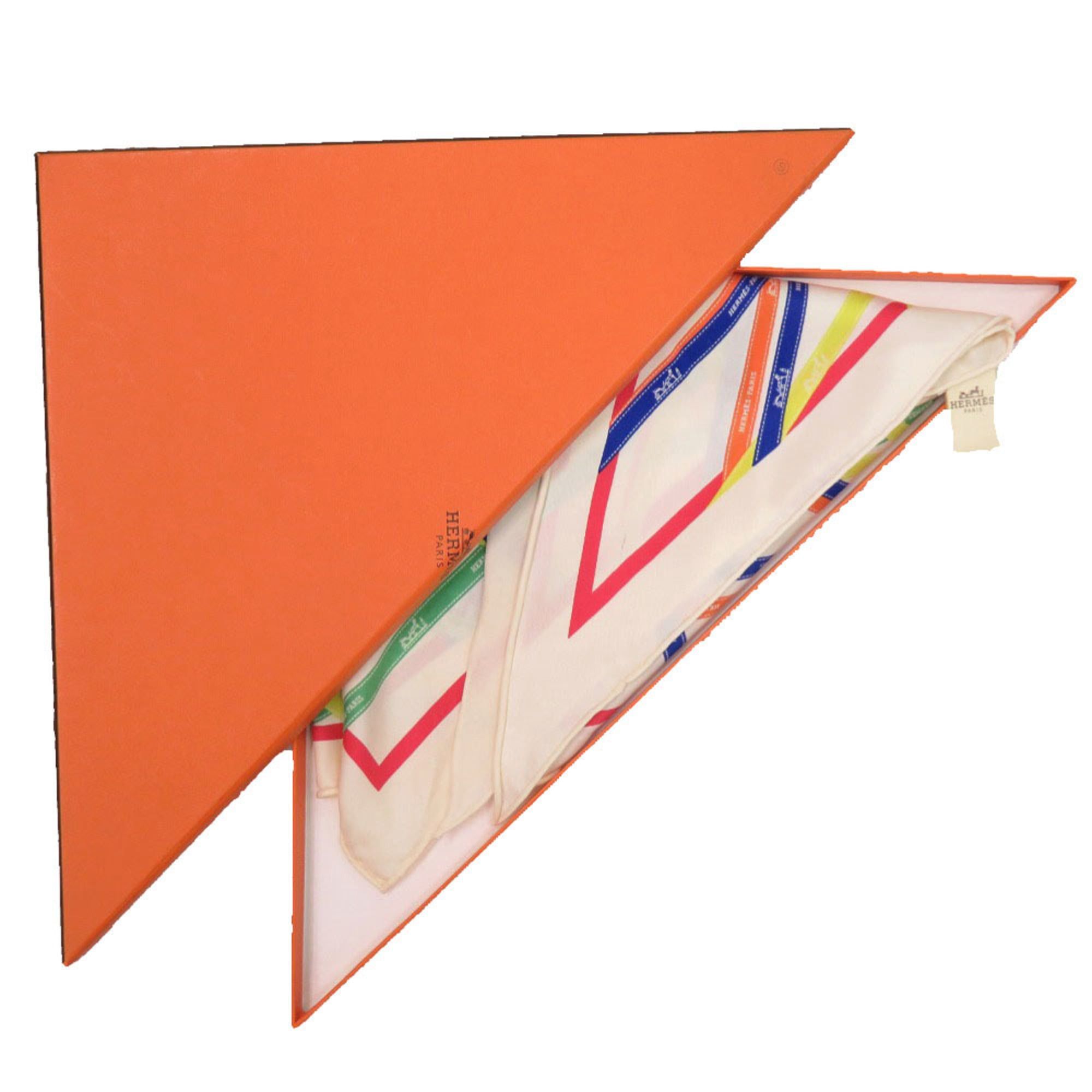 Hermes Hermes Excellent condition Hermès Carré Triangle Pointu Vintage Bolduc White Vert Blue Scarf Muffler 0276 Size ONE SIZE - 2 Thumbnail