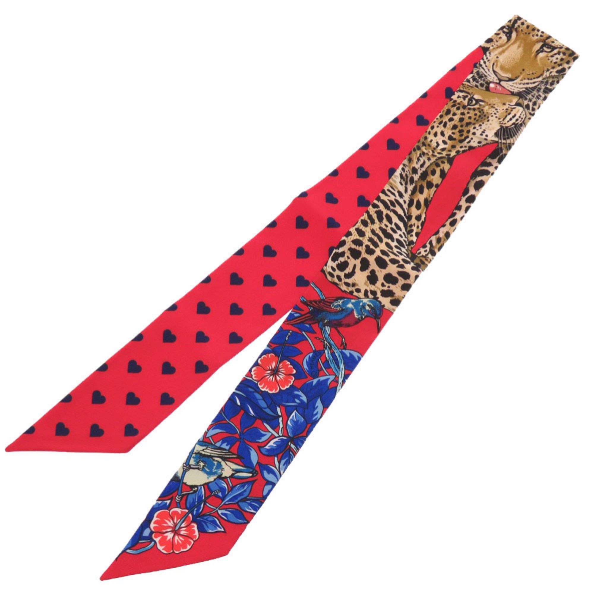 Hermes Hermes Like new Hermès Heart Twilly Jungle Love Silk Rouge Marine Fauve Scarf Muffler 0090 Size ONE SIZE - 2 Thumbnail