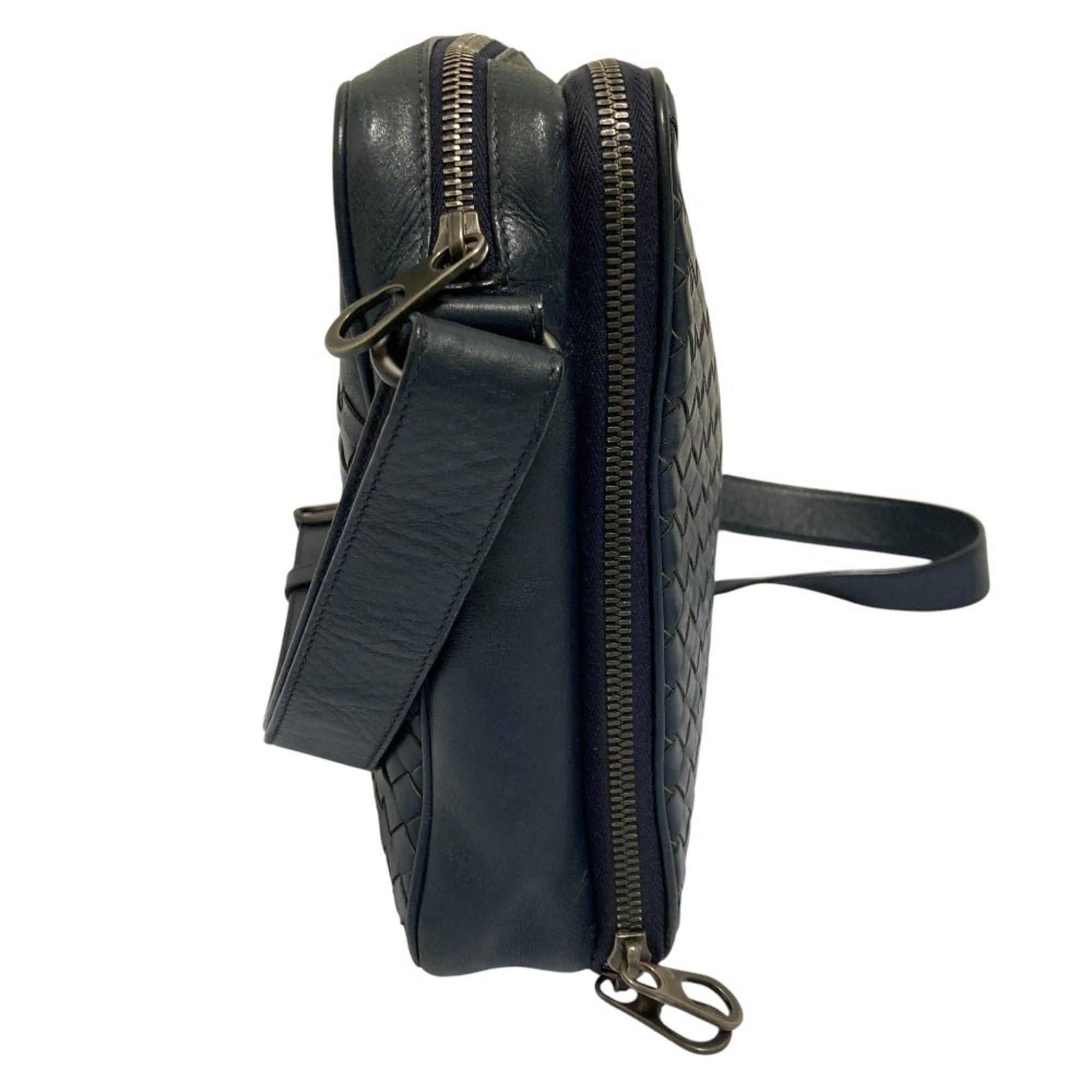 Bottega Veneta BOTTEGA VENETA Intrecciato Leather Shoulder Bag/Messenger Bag 410667 Navy for Men and Women Size ONE SIZE - 3 Thumbnail