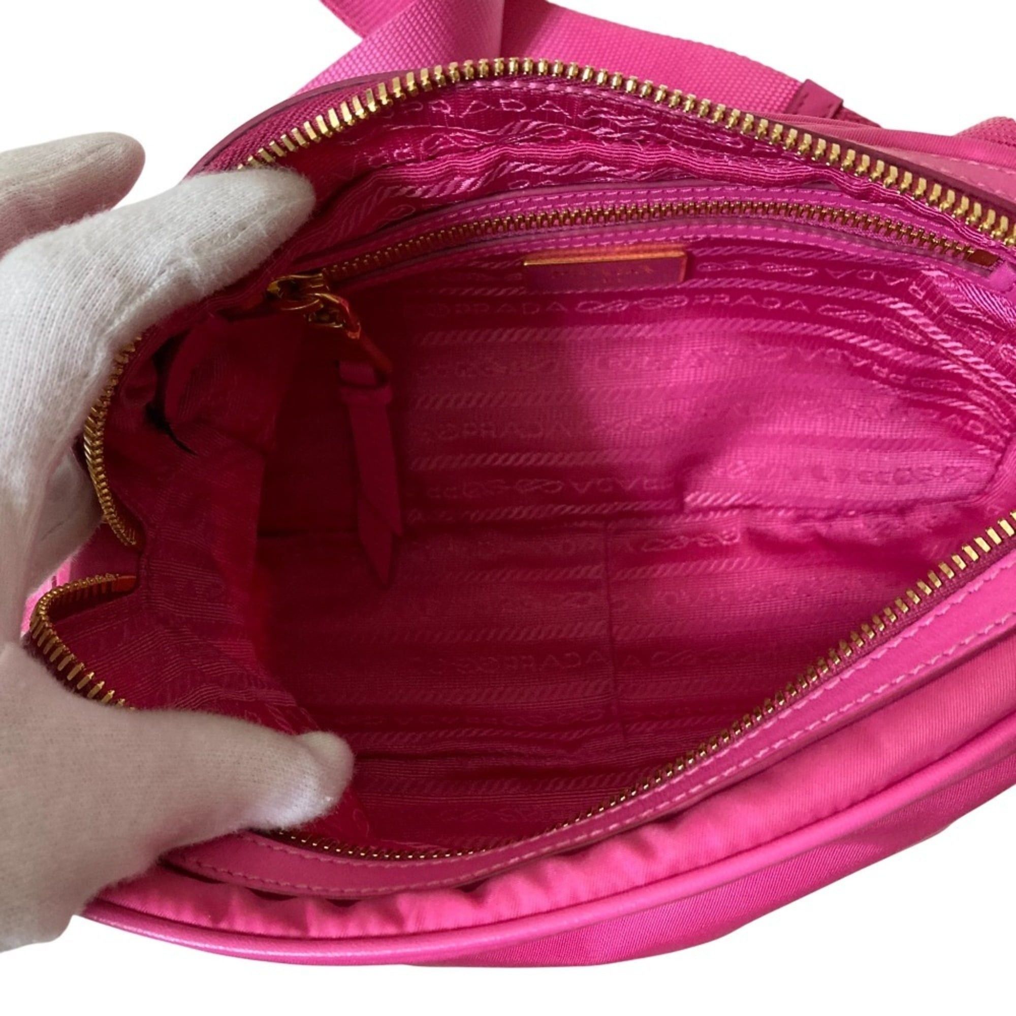 Prada Prada Nylon Canvas Shoulder Bag 1BH089 Pink Women's Size ONE SIZE - 6 Thumbnail