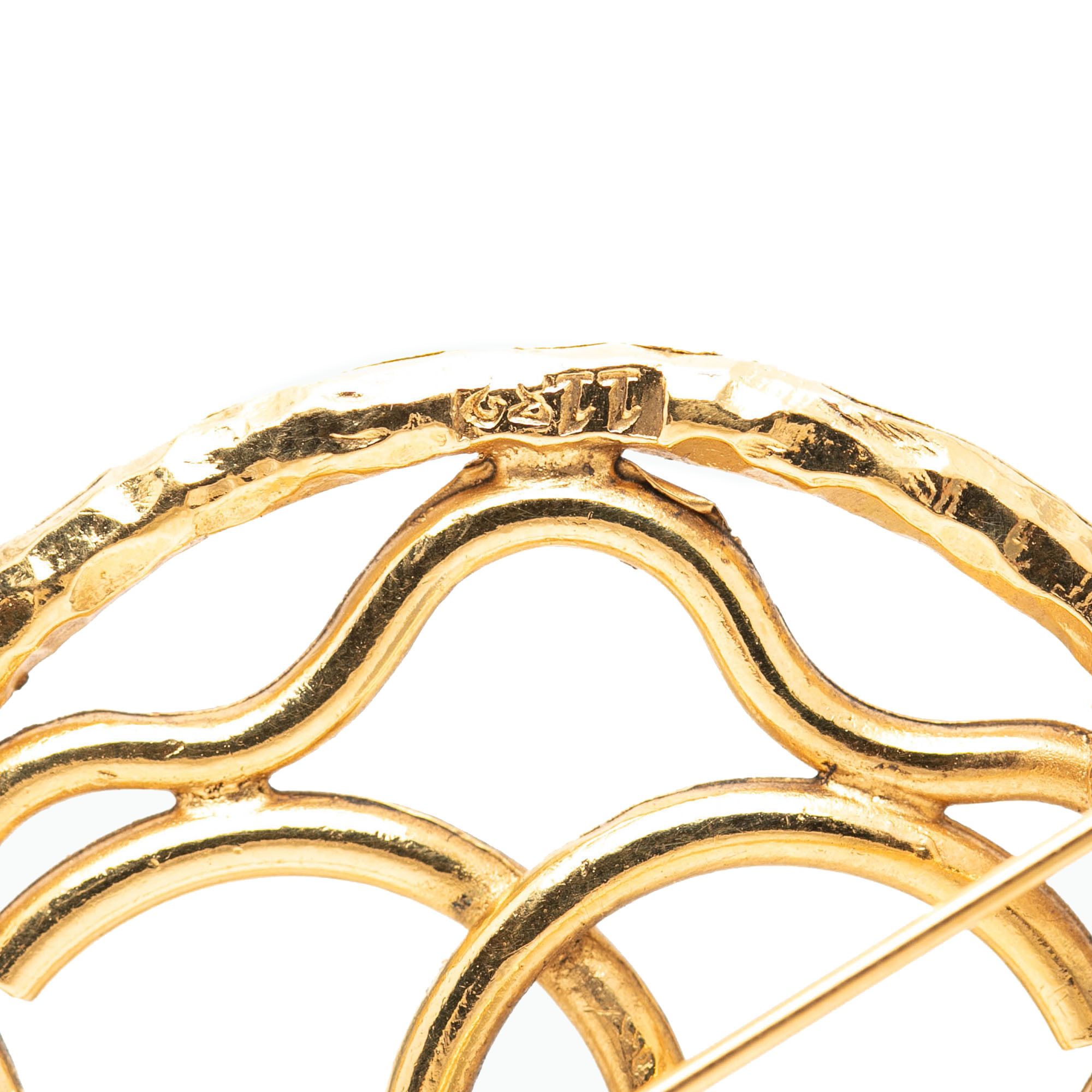 Chanel Chanel CC Gold Plated Round Brooch Size ONE SIZE - 3 Thumbnail