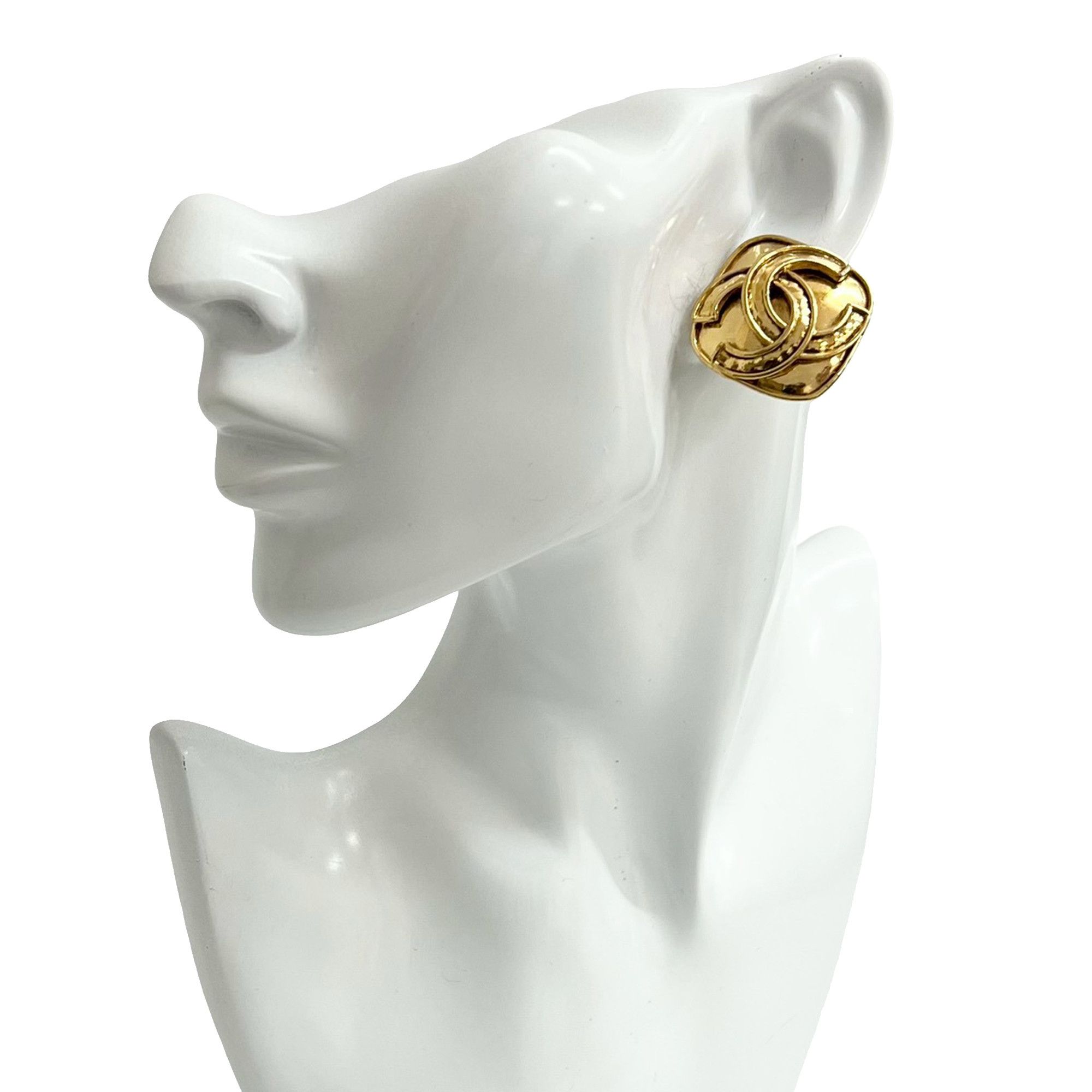 Chanel Chanel CC Gold Plated Diamond Clip On Earrings Size ONE SIZE - 6 Thumbnail
