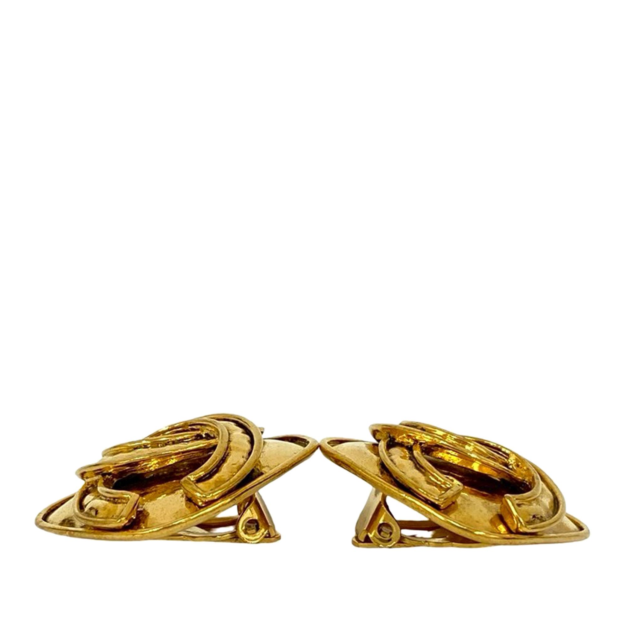 Chanel Chanel CC Gold Plated Diamond Clip On Earrings Size ONE SIZE - 4 Thumbnail