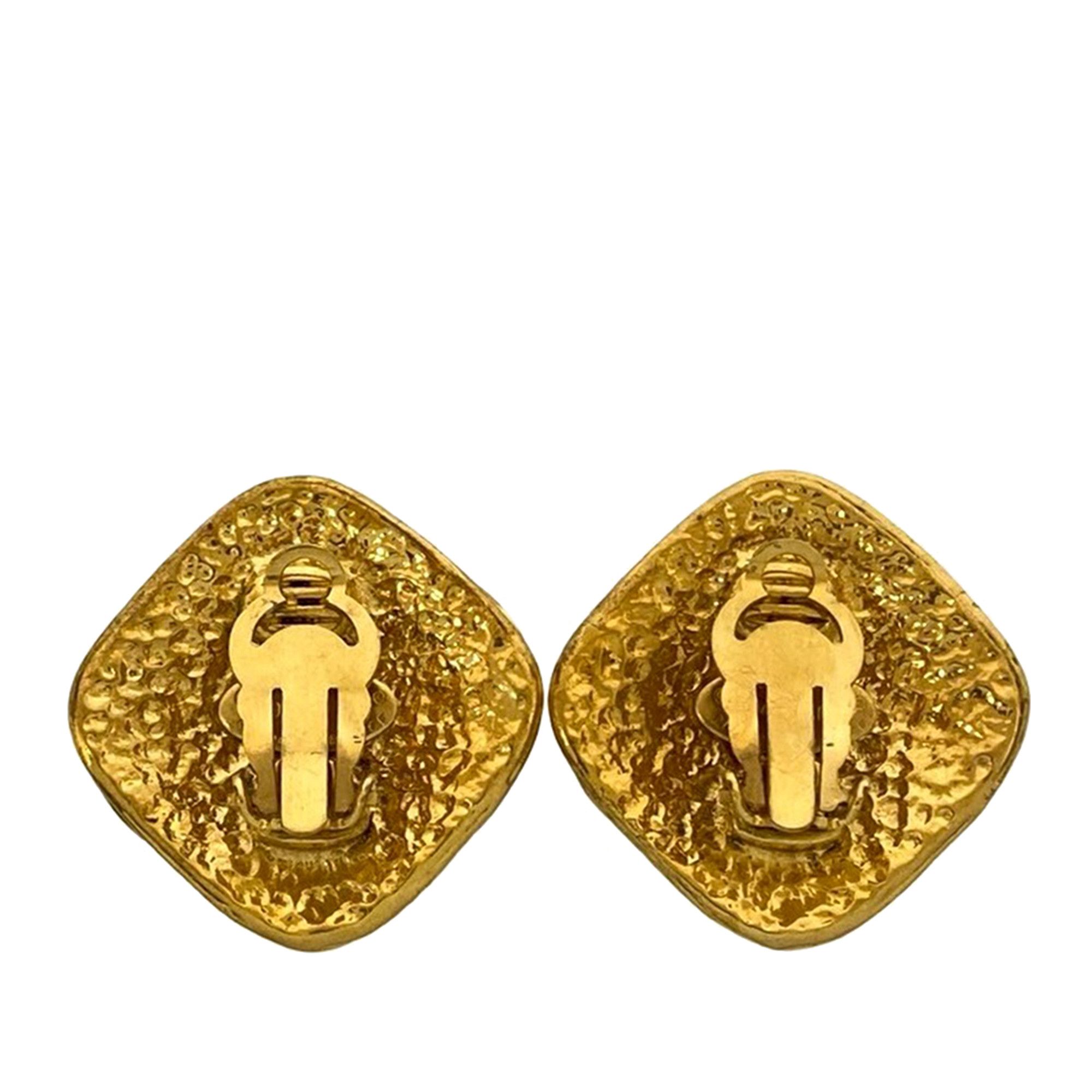 Chanel Chanel CC Gold Plated Diamond Clip On Earrings Size ONE SIZE - 2 Thumbnail