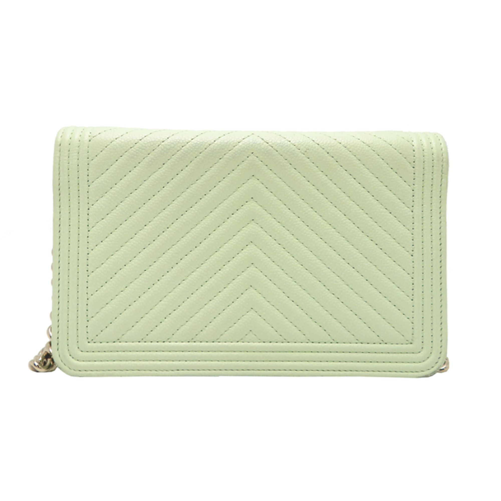 Chanel Chanel Boy V-Stitch Chain Wallet Women's Shoulder Bag AP1117 Caviar Leather Mint Green Size ONE SIZE - 2 Thumbnail