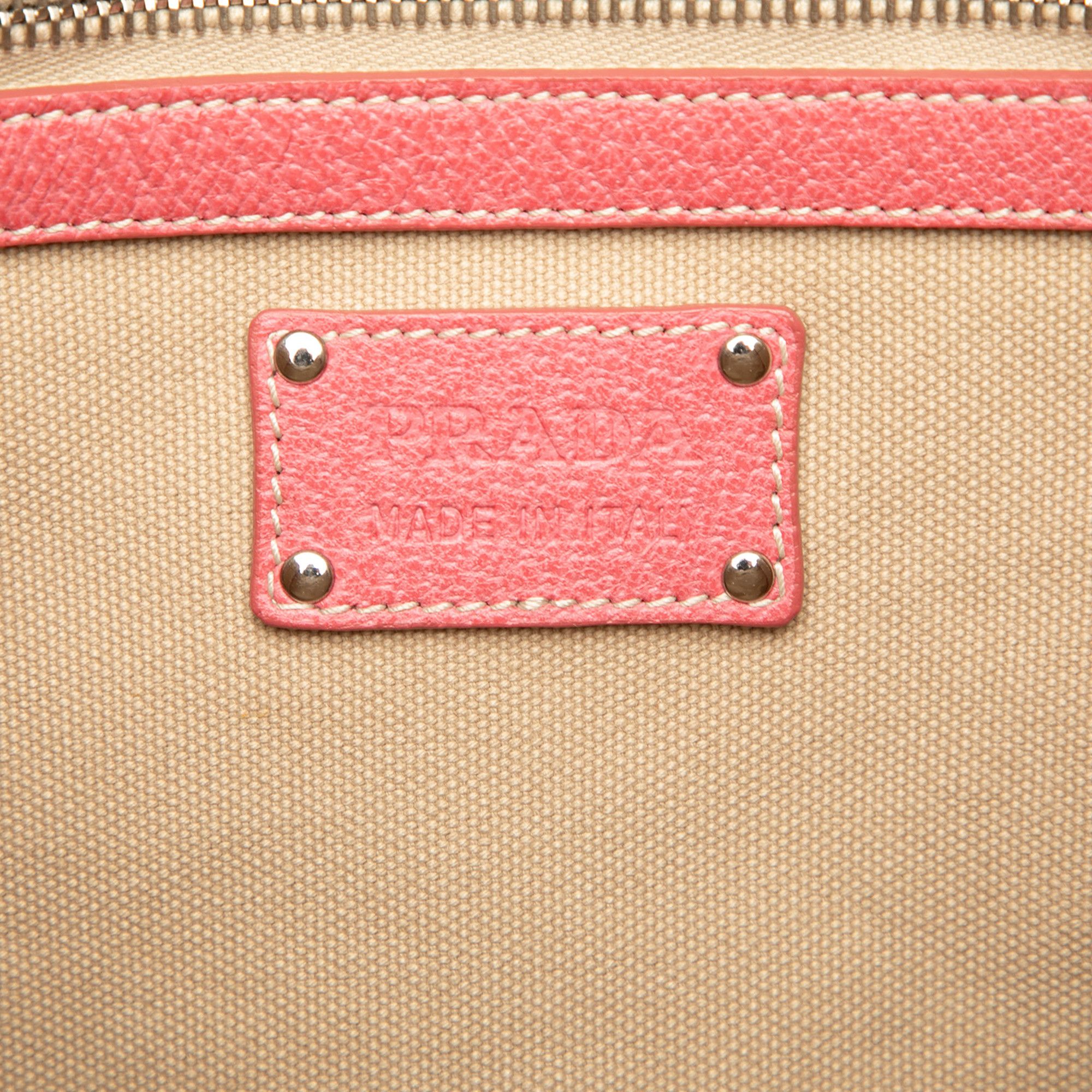 Prada Prada Studded Leather Trimmed Canvas Front Pocket Tote Size ONE SIZE - 5 Thumbnail