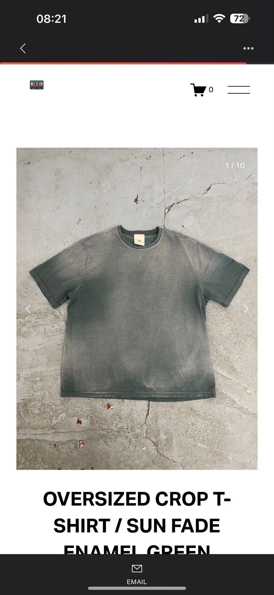 MOOJIMOOJIUS Oversized Crop T-Shirt Sun Fade Green Size US M / EU 48-50 / 2 - 4 Thumbnail