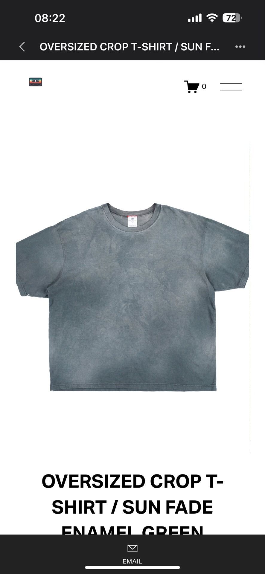 MOOJIMOOJIUS Oversized Crop T-Shirt Sun Fade Green Size US M / EU 48-50 / 2 - 7 Thumbnail