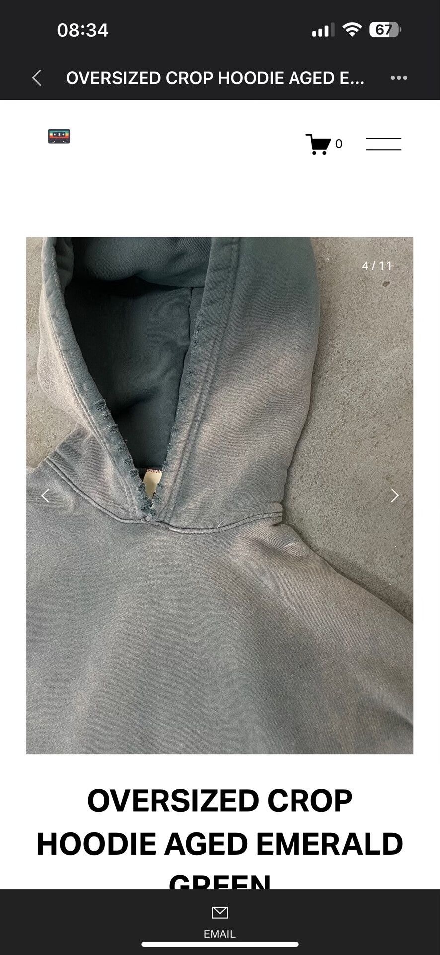 MOOJIMOOJIUS Oversized Crop Hoodie Aged Emerald Green Size US M / EU 48-50 / 2 - 9 Thumbnail