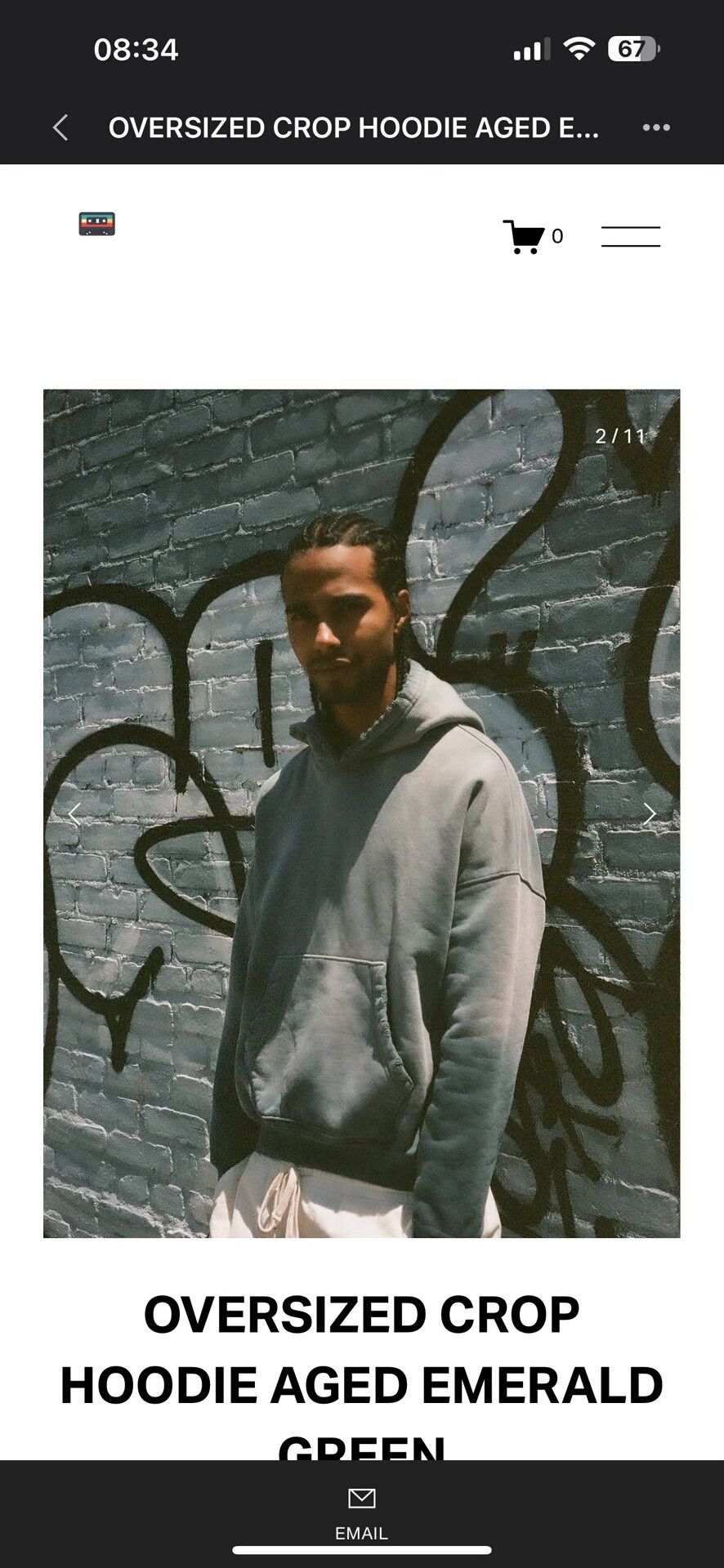 MOOJIMOOJIUS Oversized Crop Hoodie Aged Emerald Green Size US M / EU 48-50 / 2 - 8 Thumbnail