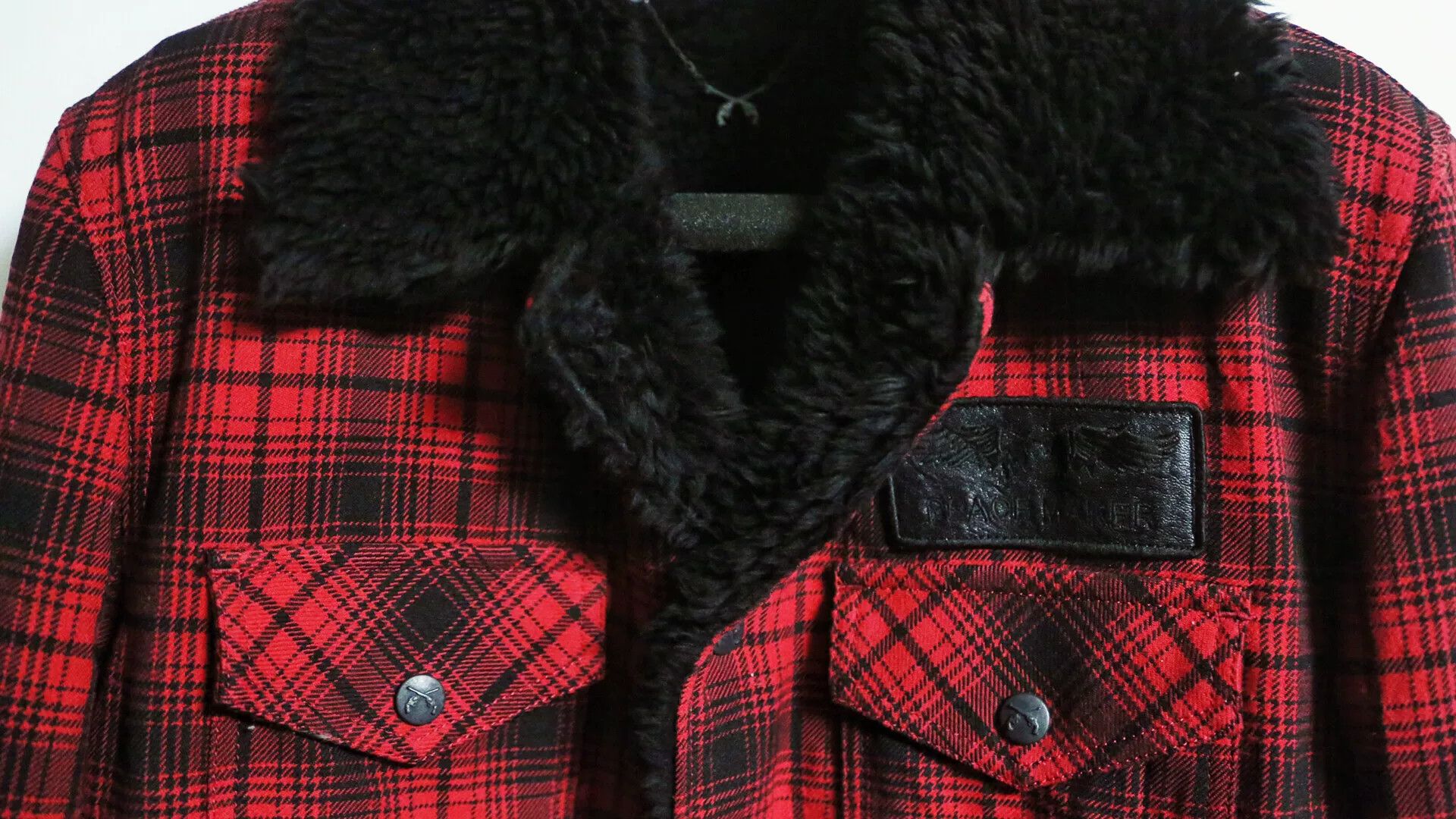 Black Red Plaid Sherpa Lined Coat