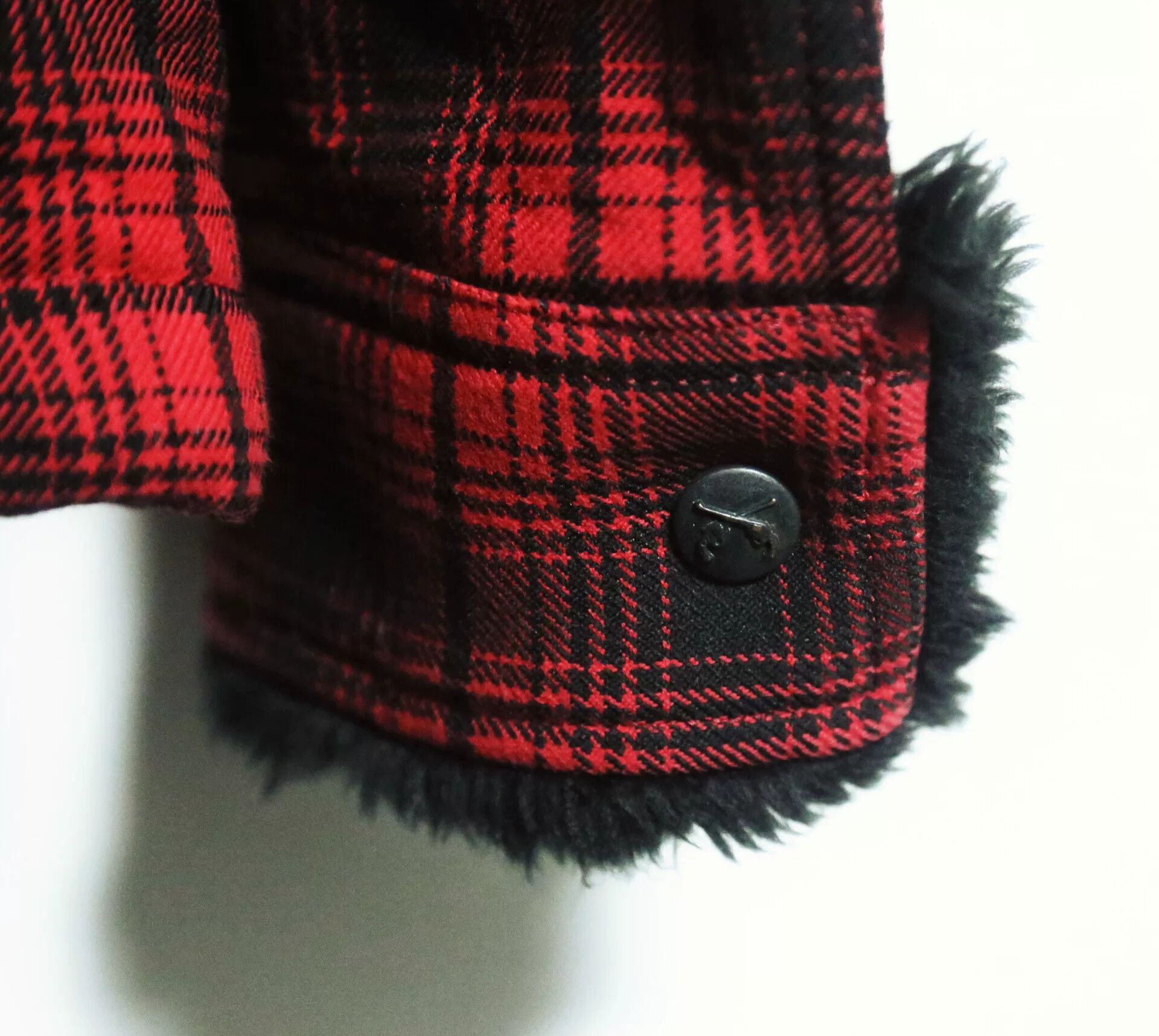 Black Red Plaid Sherpa Lined Coat