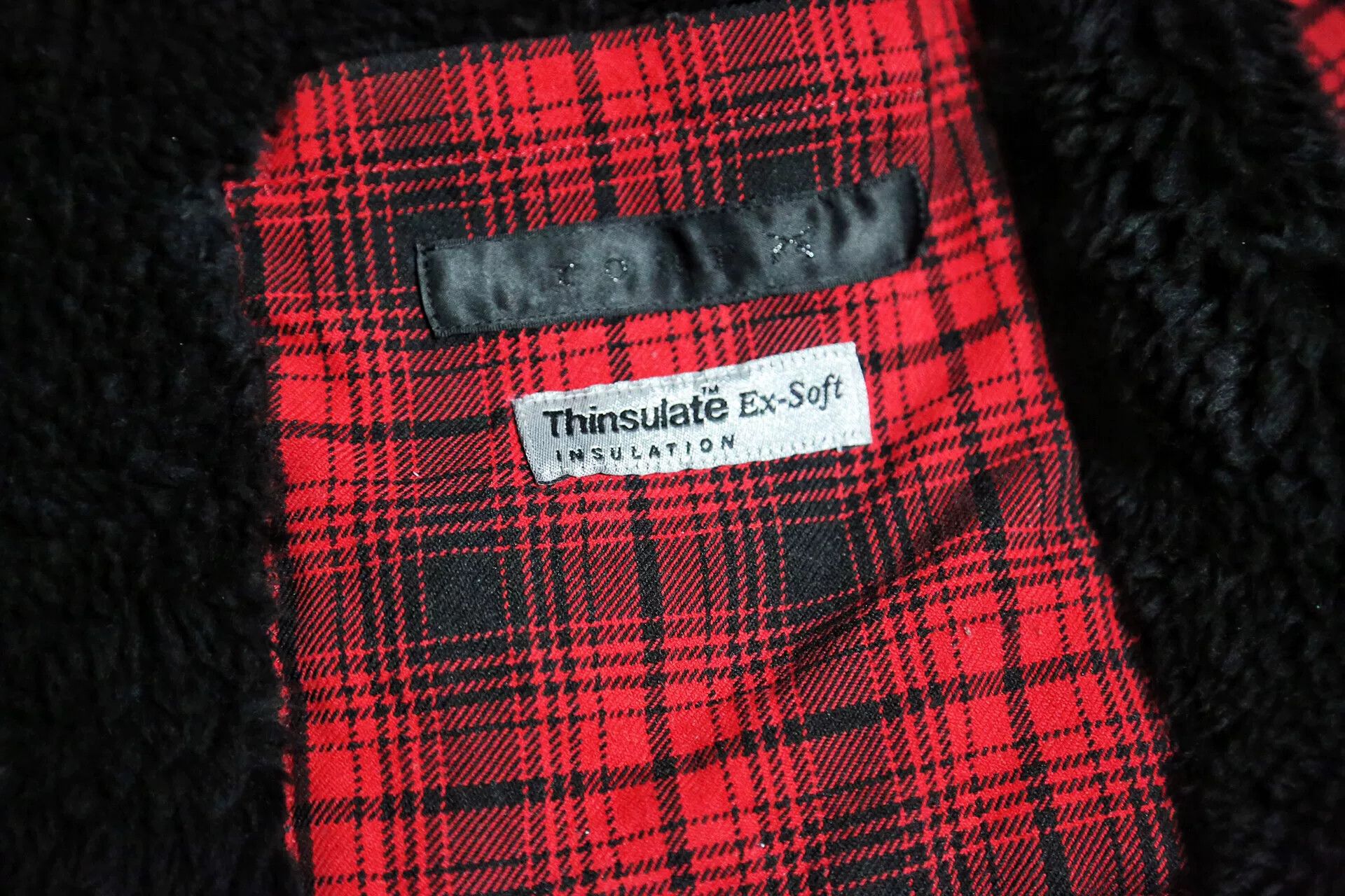 Black Red Plaid Sherpa Lined Coat