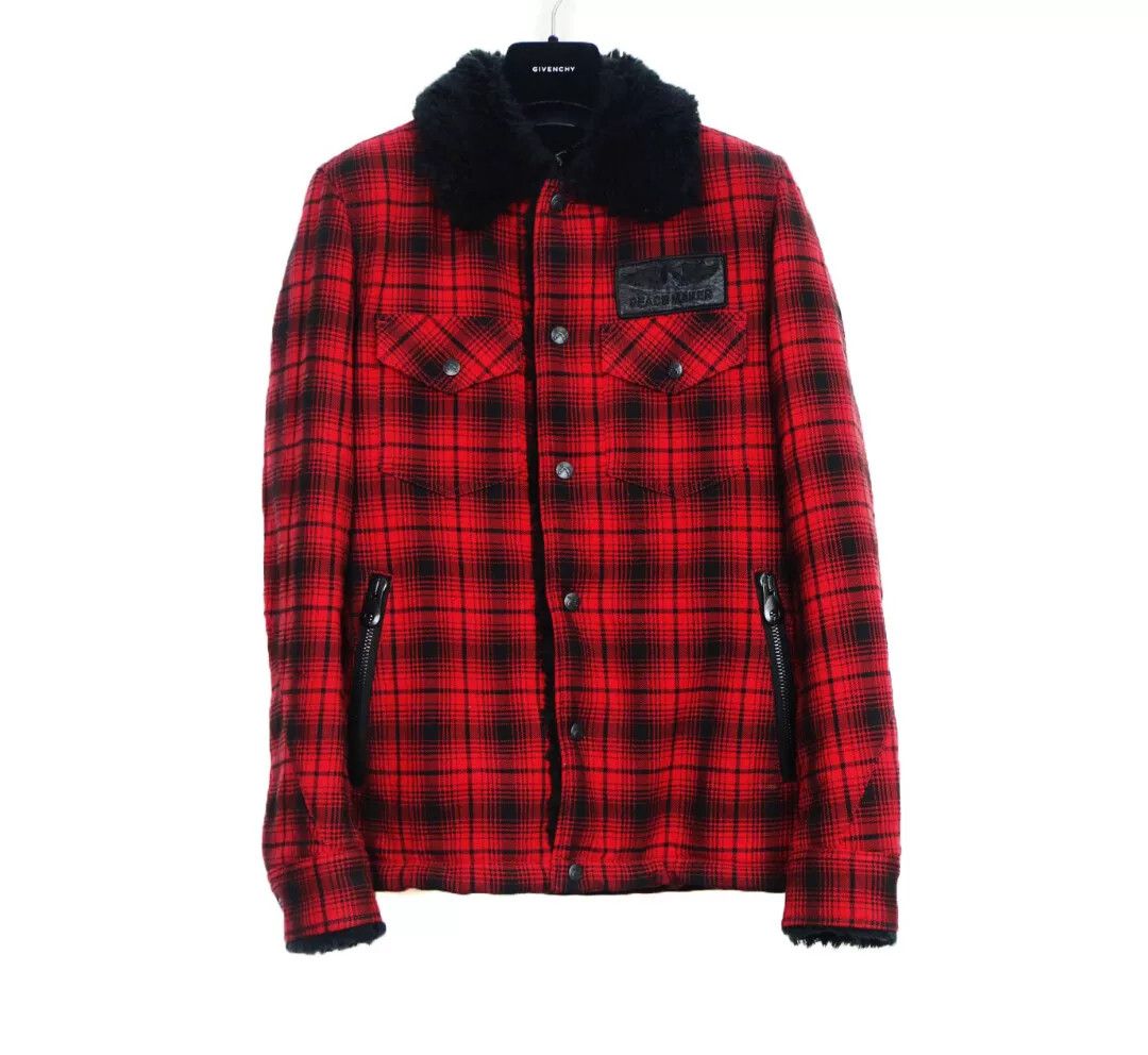 Black Red Plaid Sherpa Lined Coat