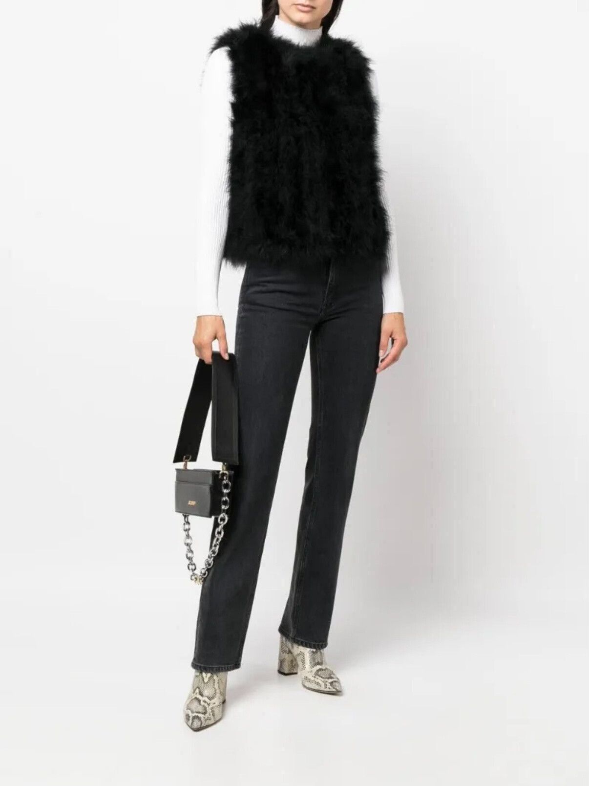 Yves Salomon Yves Salomon Black Silk Fur Vest Size XS / US 0-2 / IT 36-38 - 3 Thumbnail