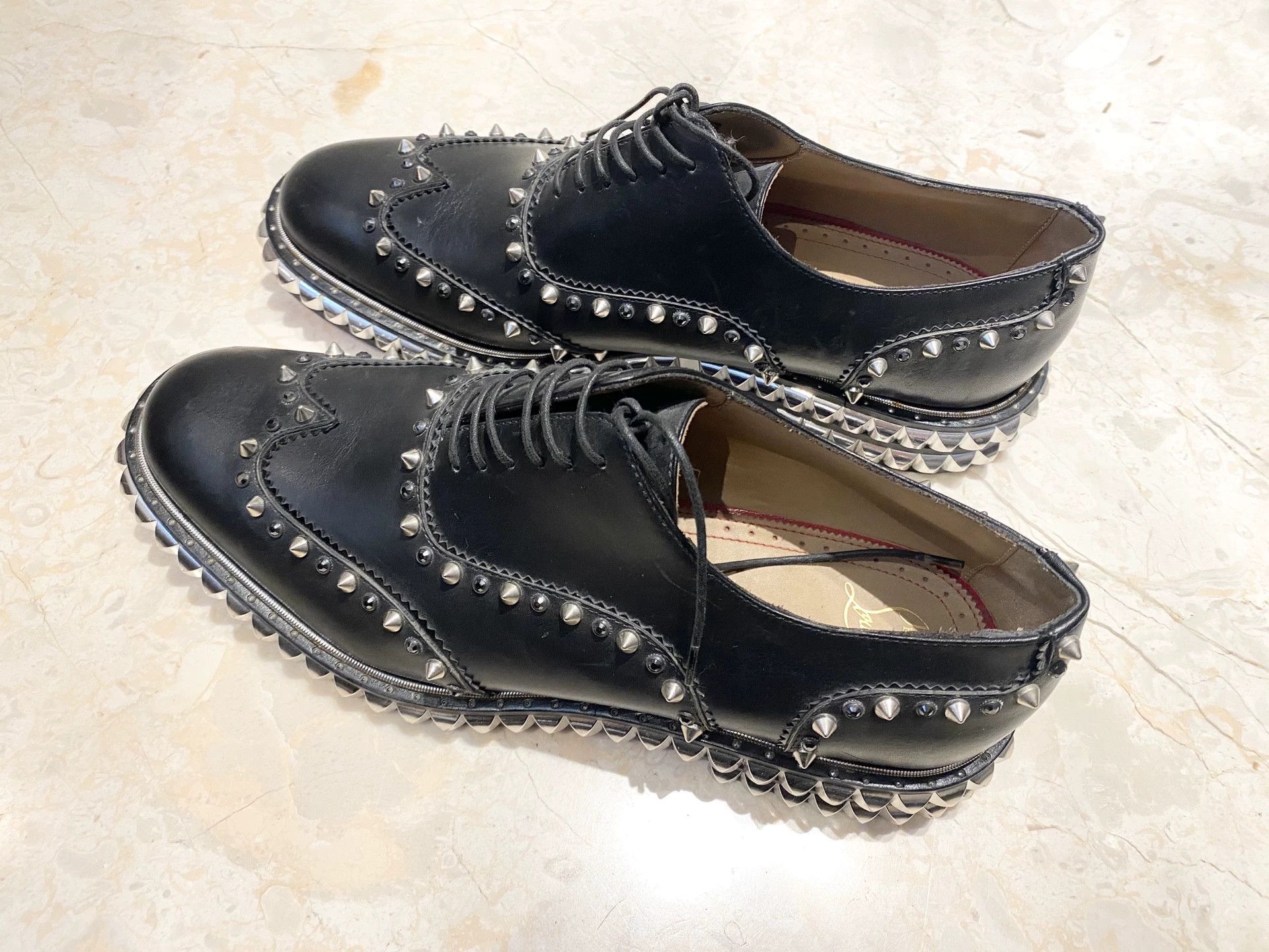 Christian Louboutin Black Studded Men's Leather Shoes Size US 8.5 / EU 41-42 - 4 Thumbnail