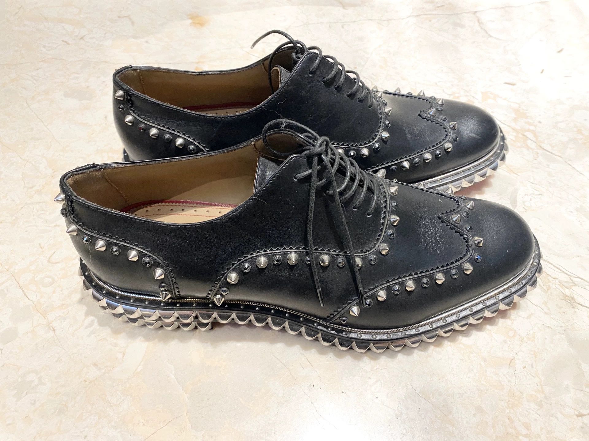 Christian Louboutin Black Studded Men's Leather Shoes Size US 8.5 / EU 41-42 - 2 Thumbnail