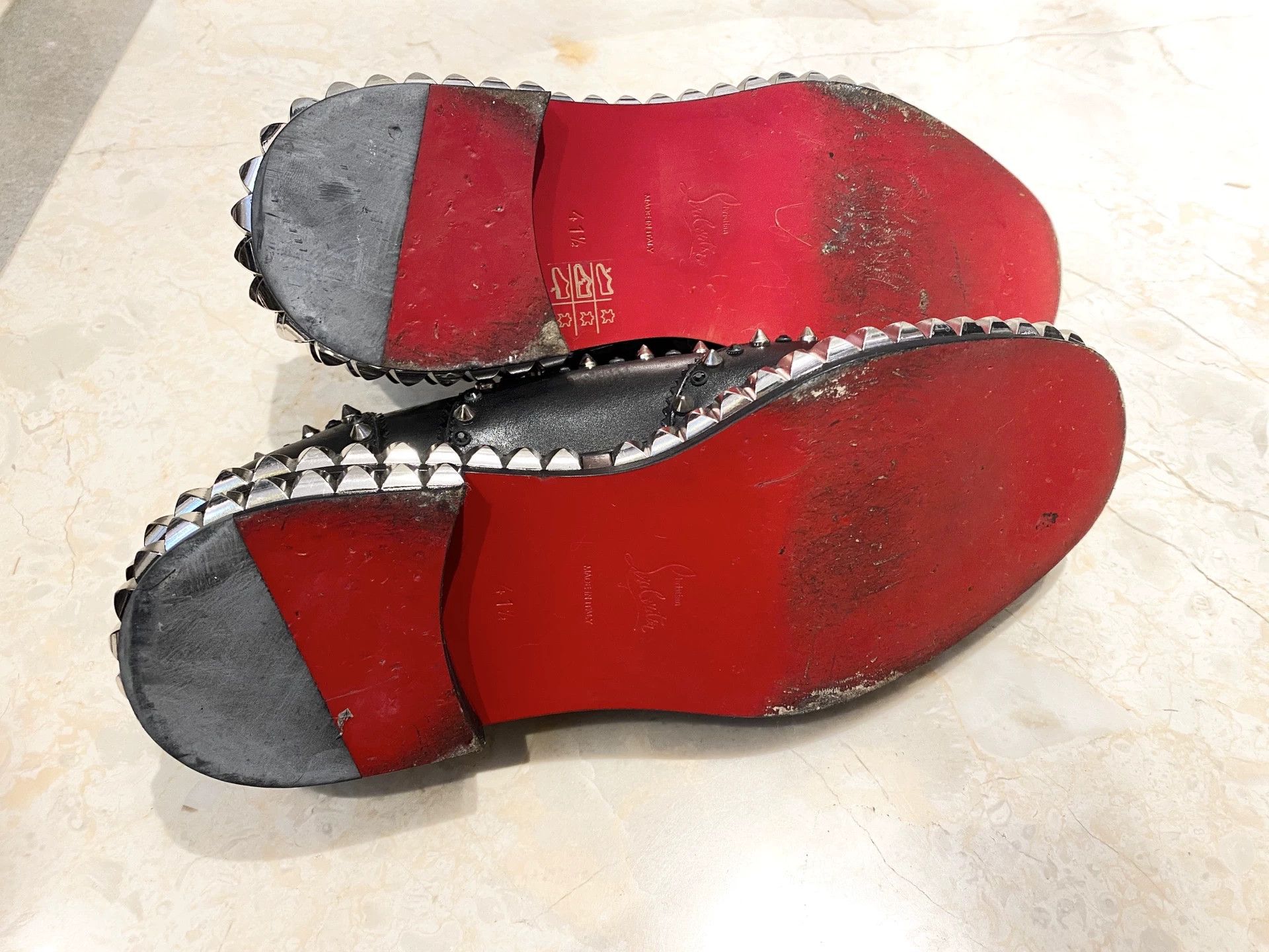 Christian Louboutin Black Studded Men's Leather Shoes Size US 8.5 / EU 41-42 - 6 Thumbnail