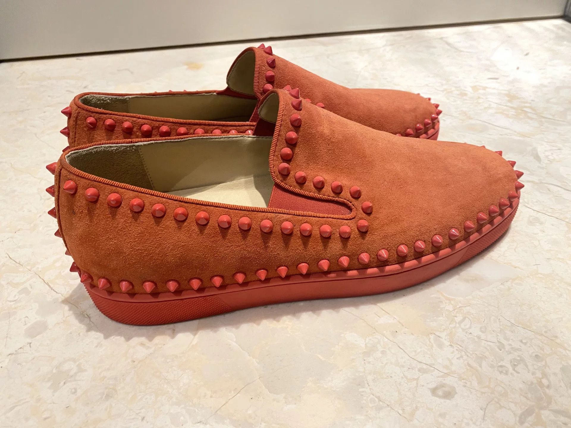Christian Louboutin Christian Louboutin Orange Studded Loafers Size US 8 / EU 41 - 5 Thumbnail