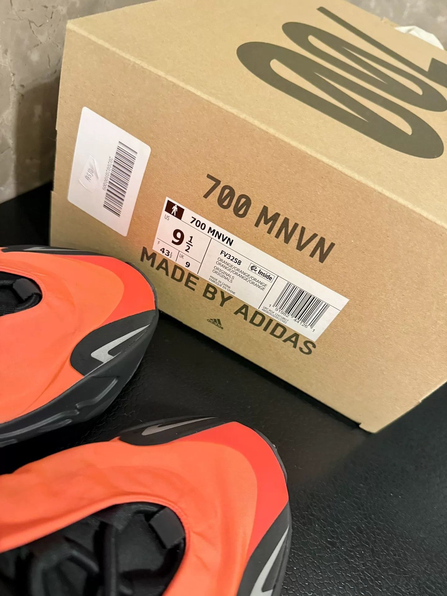Yeezy Yeezy Boost 700 MNVN Black Orange Sneakers Size US 10 / EU 43 - 5 Thumbnail