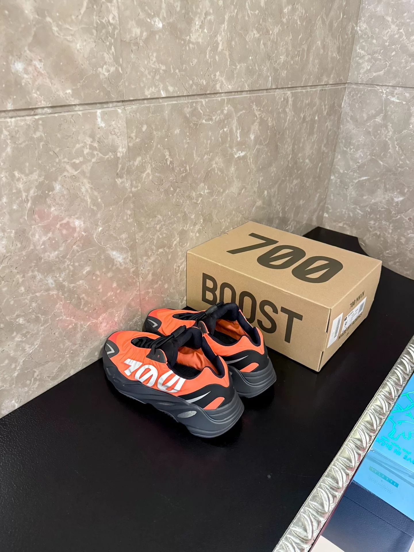 Yeezy Yeezy Boost 700 MNVN Black Orange Sneakers Size US 10 / EU 43 - 2 Thumbnail
