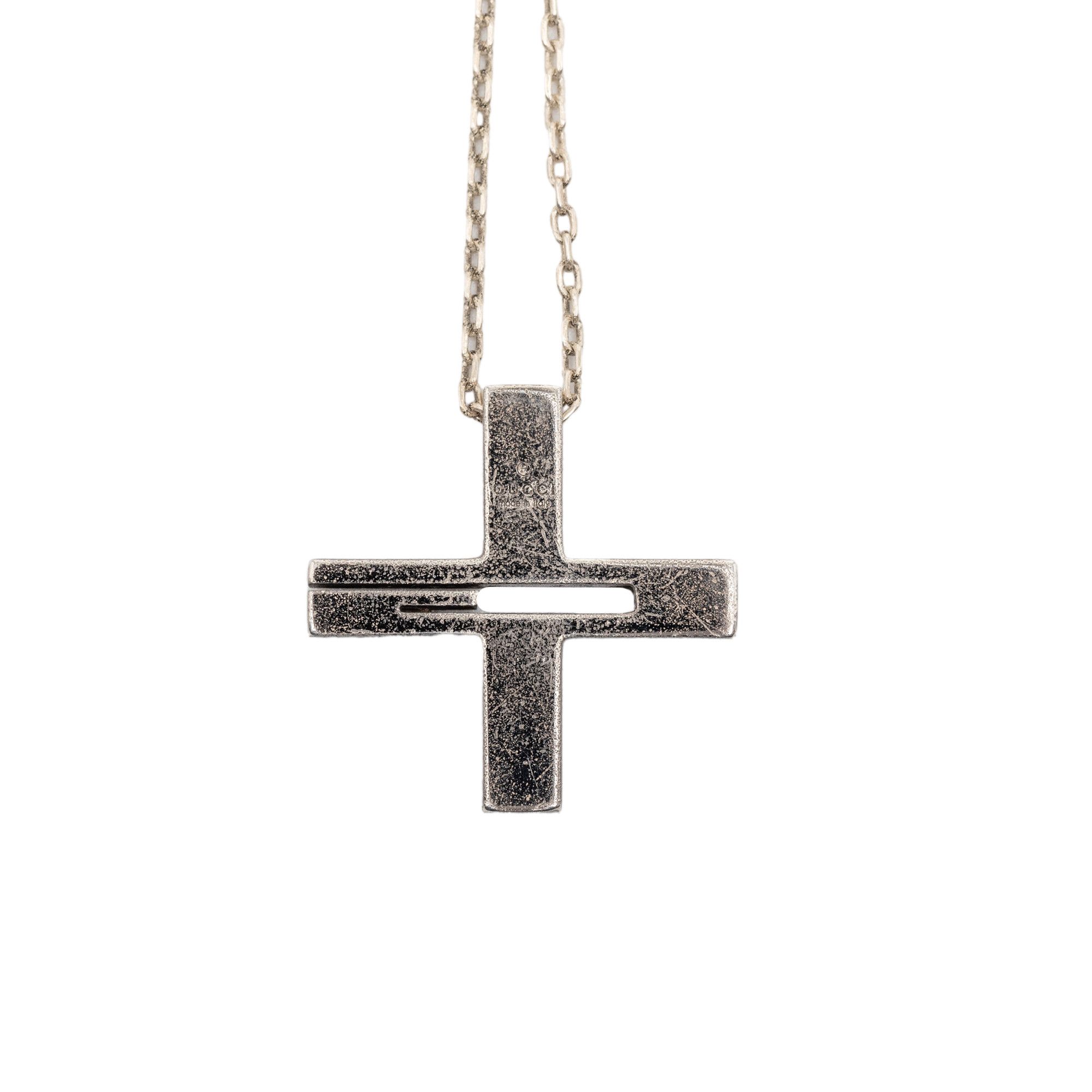 Gucci Gucci Sterling SIlver G Cut Out Cross Pendant Neckalce Size ONE SIZE - 2 Thumbnail