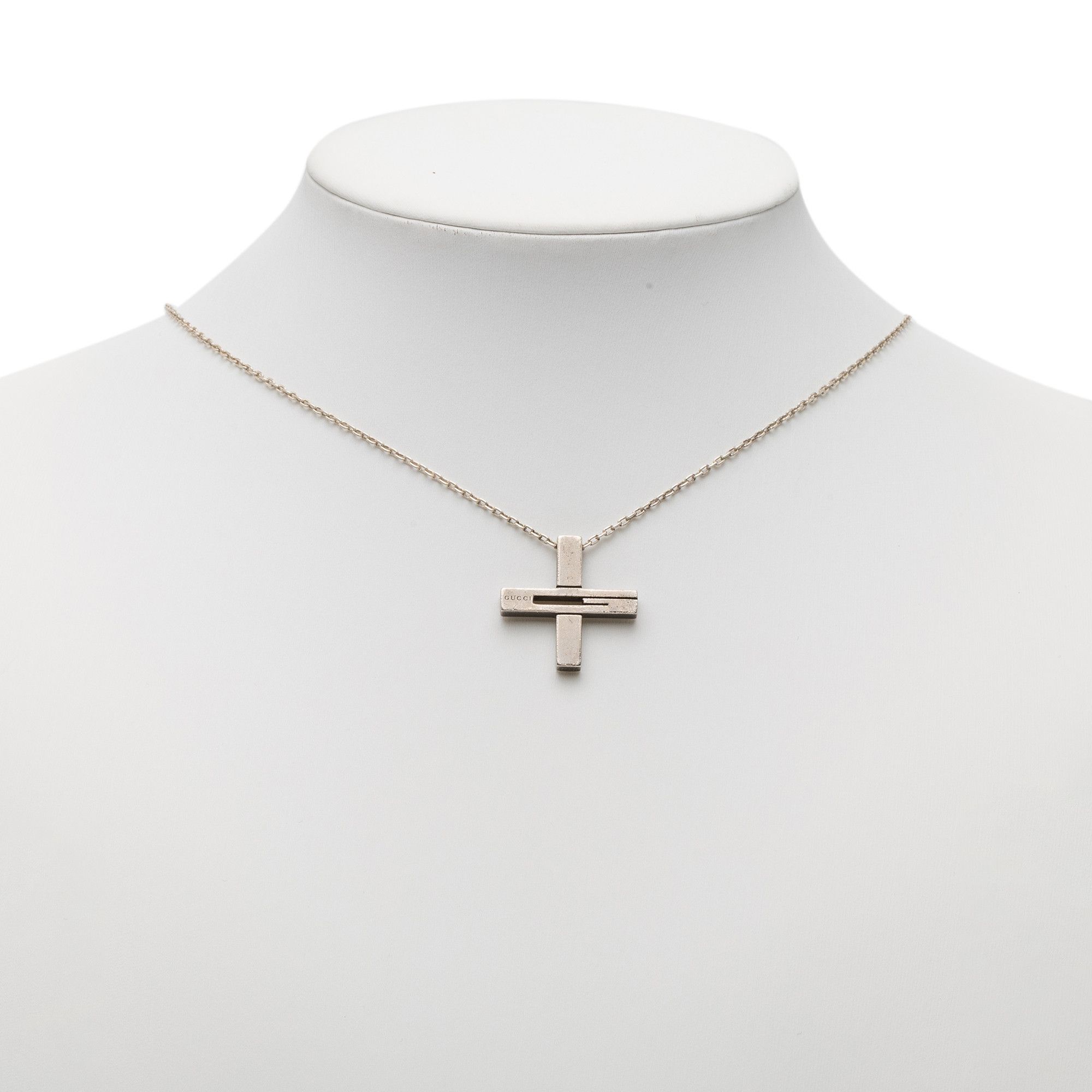 Gucci Gucci Sterling SIlver G Cut Out Cross Pendant Neckalce Size ONE SIZE - 8 Thumbnail