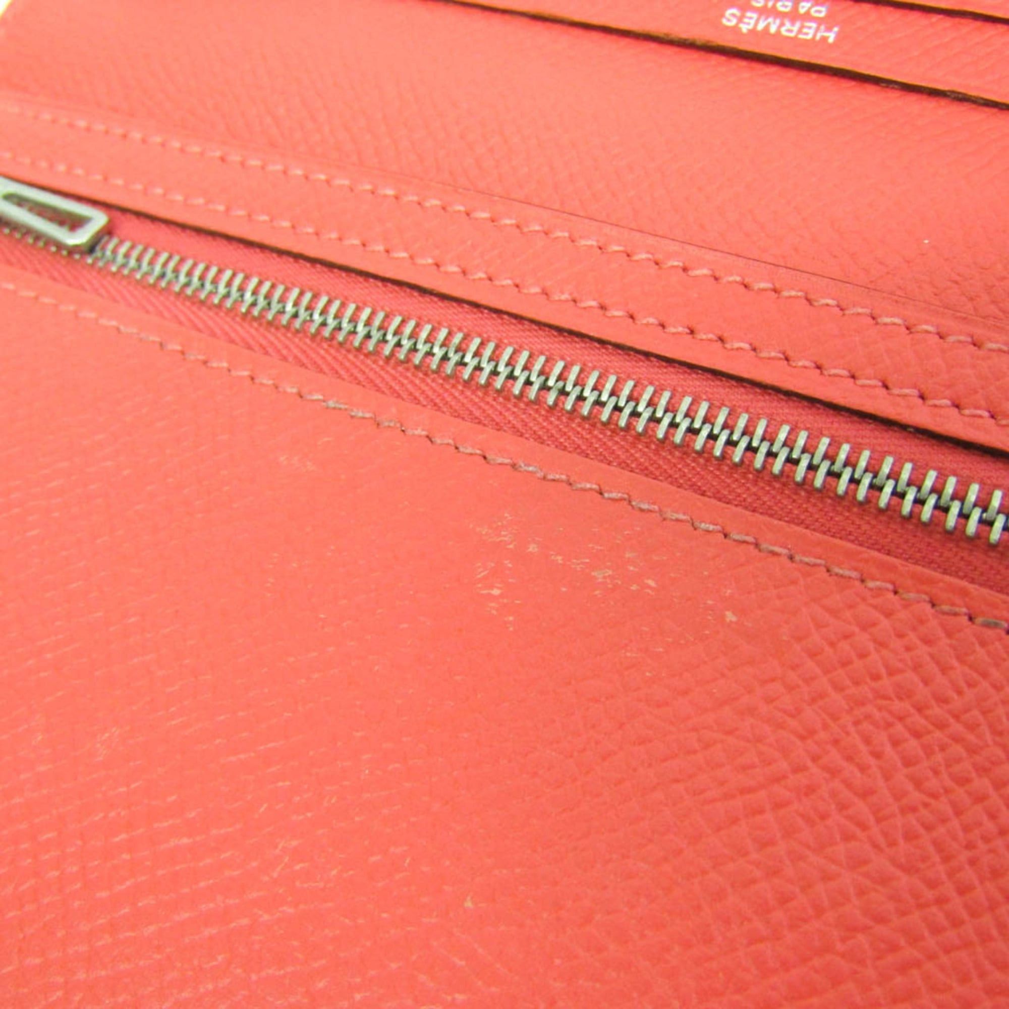 Hermes Hermes Bearn Bearn Soufflé Women's Epsom Leather Long Wallet (bi-fold) Salmon Pink Size ONE SIZE - 12 Thumbnail