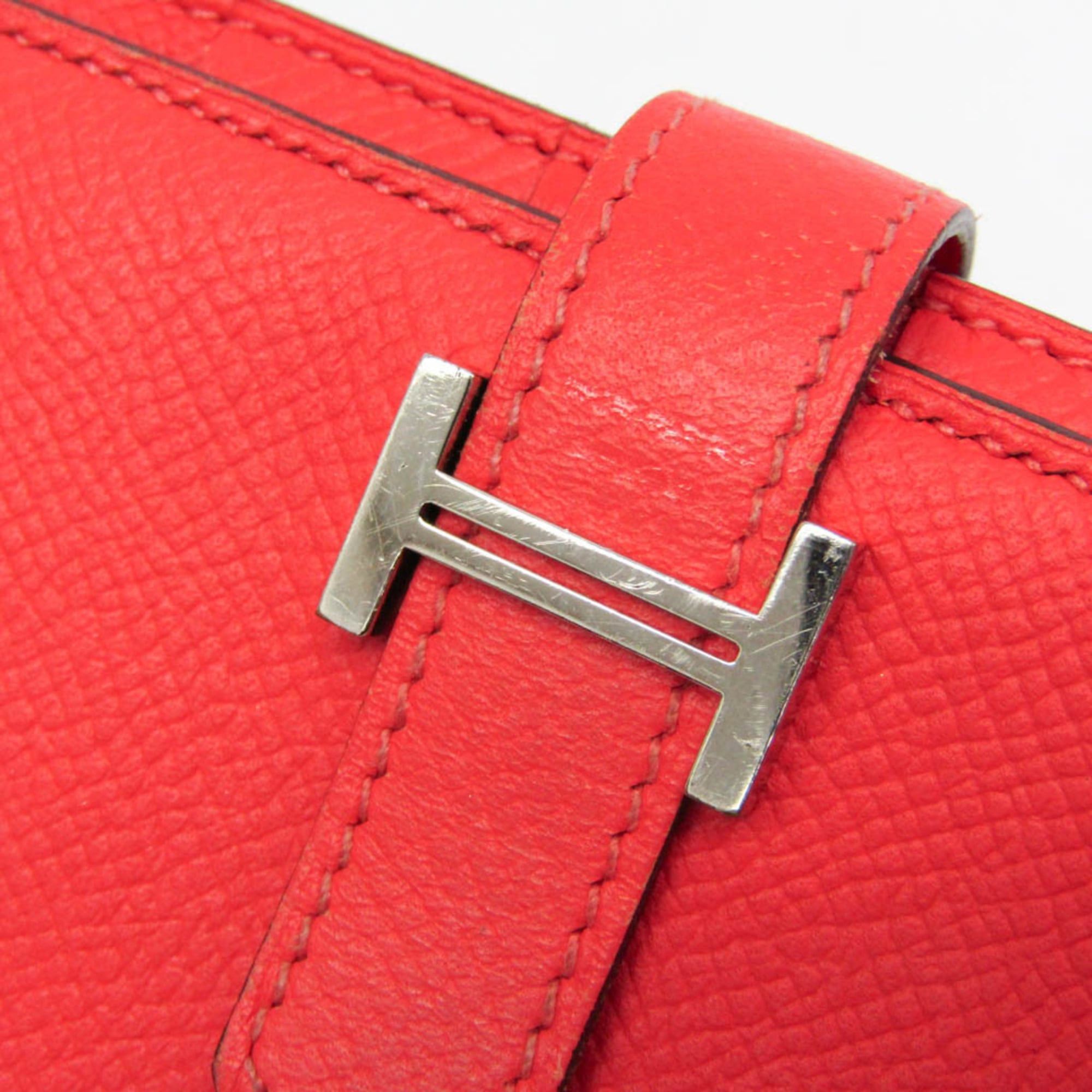 Hermes Hermes Bearn Bearn Soufflé Women's Epsom Leather Long Wallet (bi-fold) Salmon Pink Size ONE SIZE - 11 Thumbnail