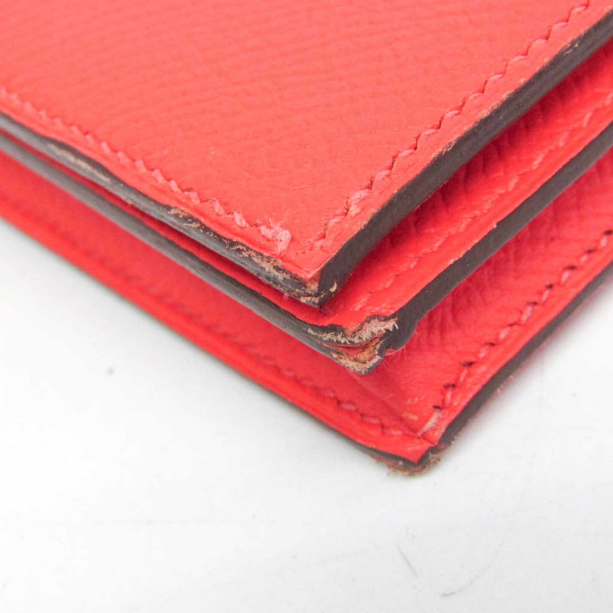 Hermes Hermes Bearn Bearn Soufflé Women's Epsom Leather Long Wallet (bi-fold) Salmon Pink Size ONE SIZE - 10 Thumbnail